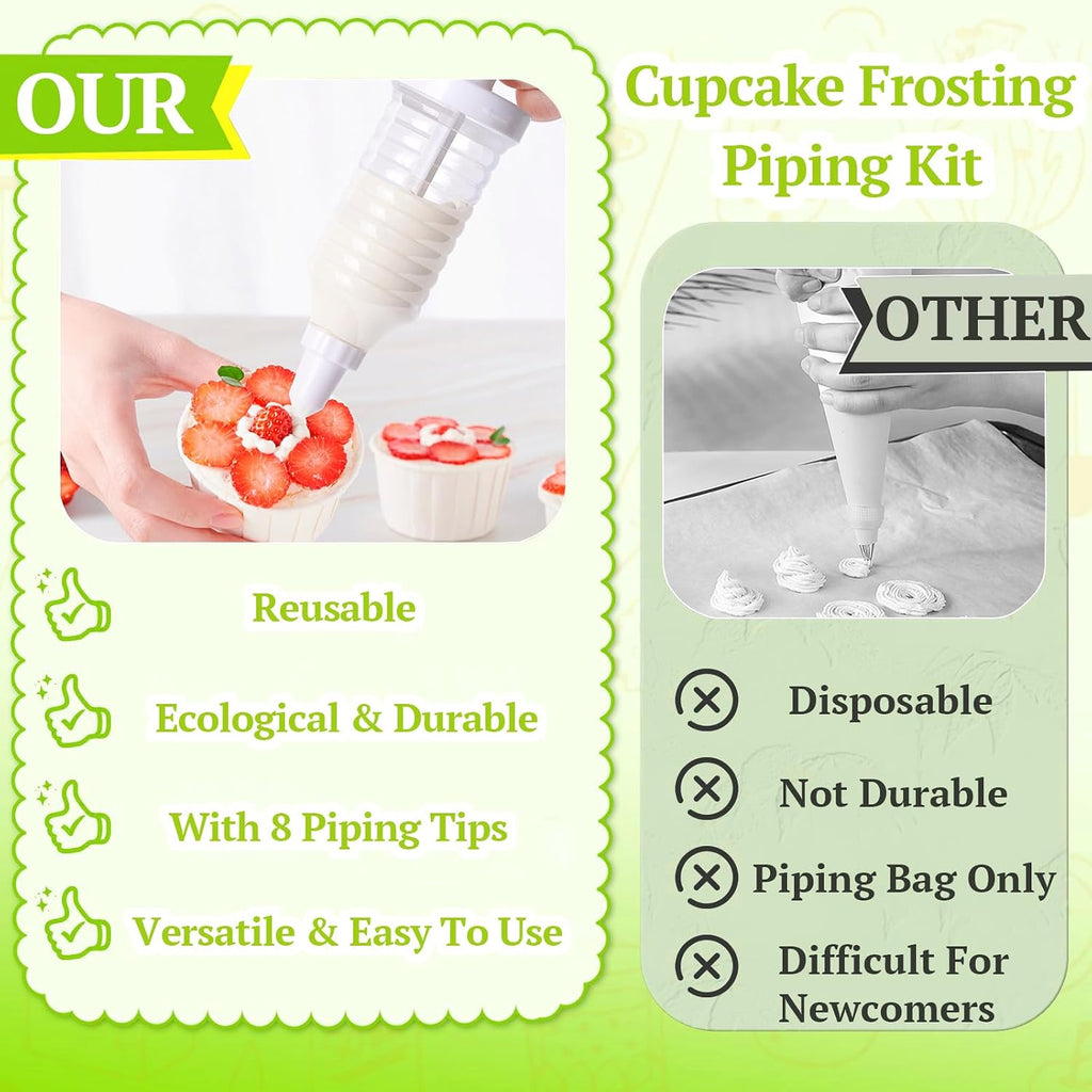 Suuker Cake Decorating Gun, White | 8 Piping Tips, Cupcake Icing Piping Kit, Cupcake Injector, Decorating Icing Set