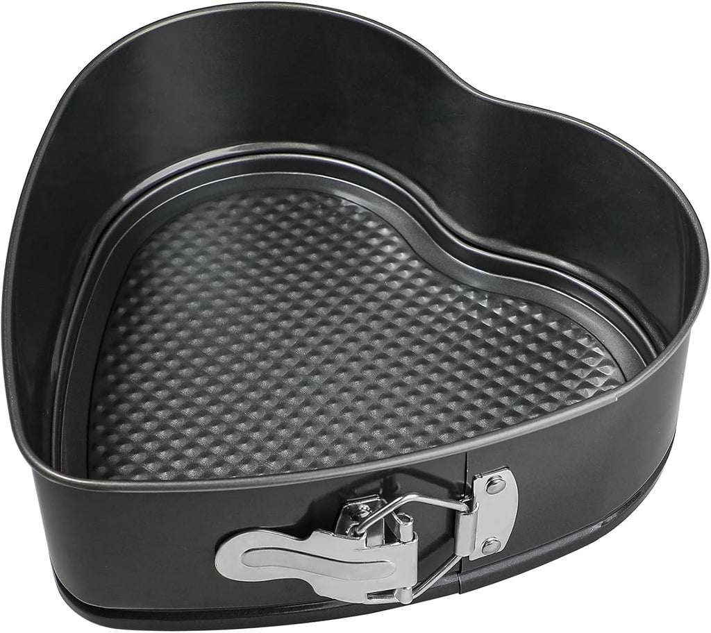 Webake 9in Heart Shaped Nonstick Springform Pan, Ideal for Cheesecakes, Quiches, Black