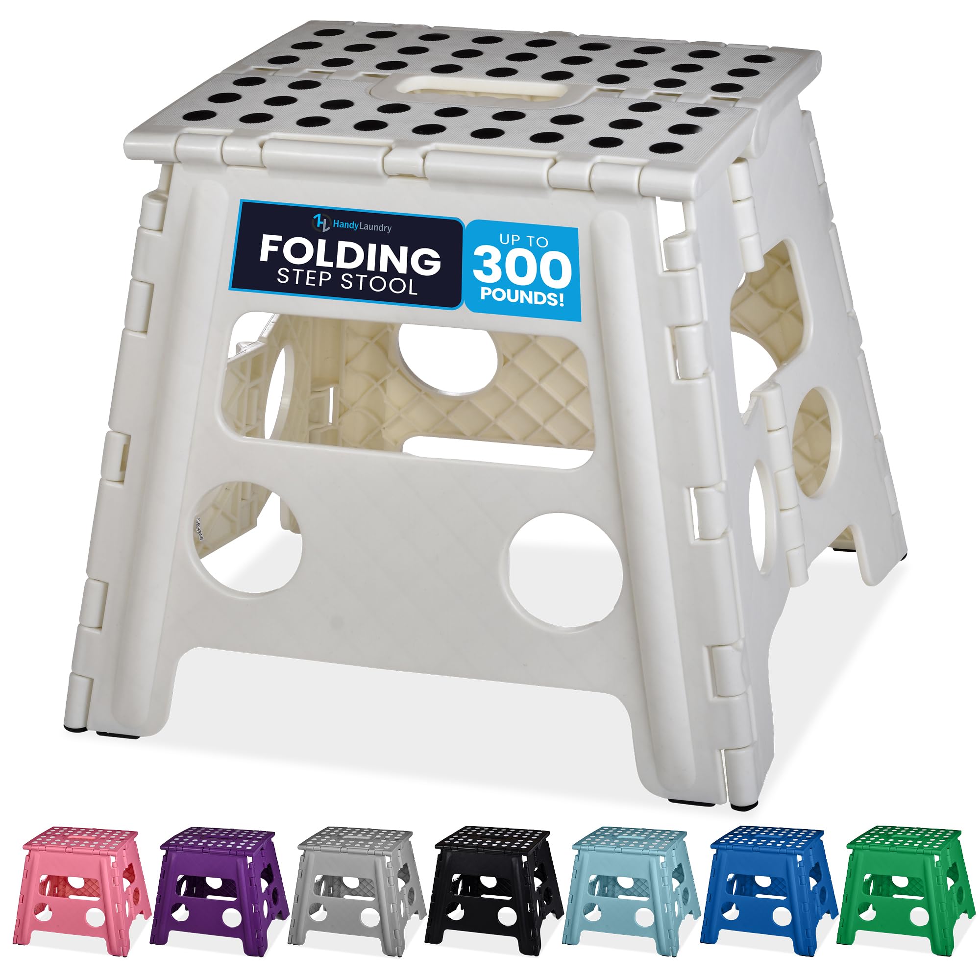 Handy Laundry Folding Lightweight Step Stool - Sturdy Enough to Support Adults - Opens Easy with One Flip - Great for Kitchen, Bathroom or Bedroom (Grey - 13 inch)