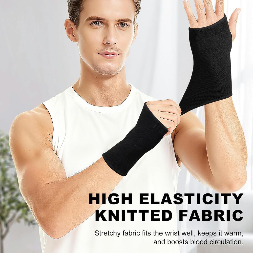 Palm Brace Wrist Support Sleeves (1 Pair), Everyday Use Wrist Brace, Compression Carpal Tunnel for Wrist Pain Relief, Fitness Gloves, Sports Glove, Wrist Brace for Men and Women (M, Black)