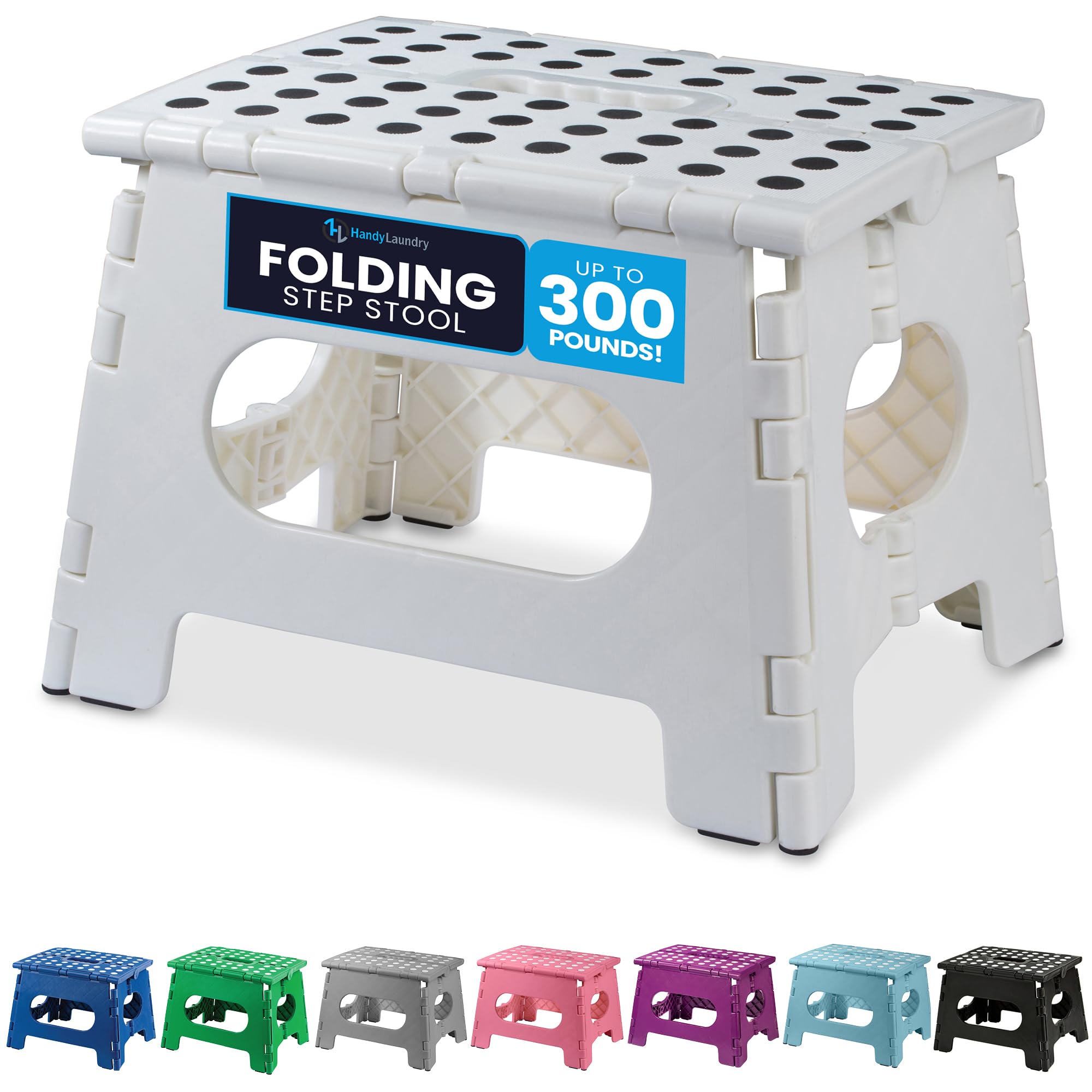 Handy Laundry Folding Lightweight Step Stool - Sturdy Enough to Support Adults - Opens Easy with One Flip - Great for Kitchen, Bathroom or Bedroom (Grey - 13 inch)