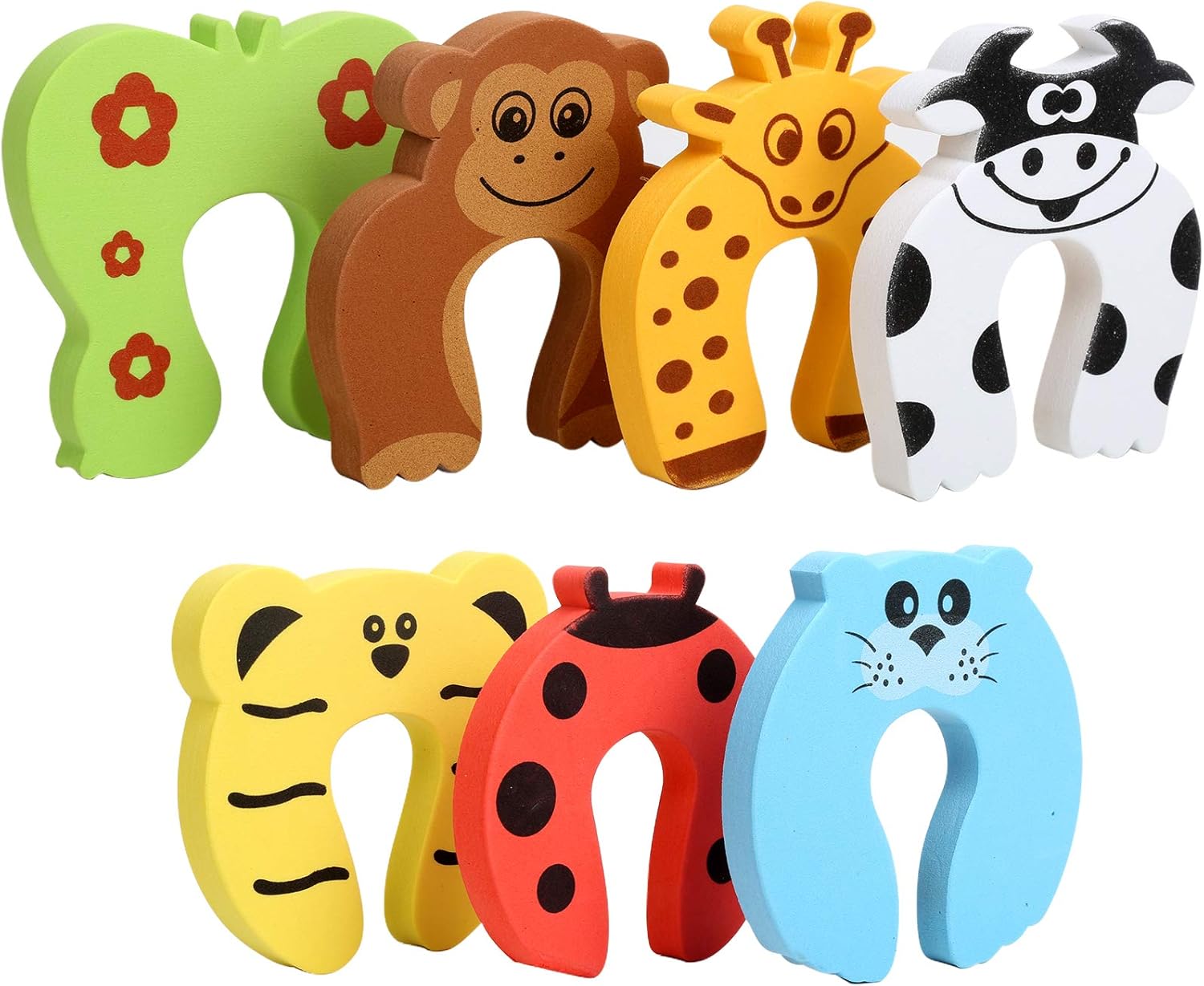 Door Stoppers,7Pcs Baby Proofing Corner Protector | Baby Cartoon Animal Door Stop Soft Foam Cushion Baby Finger Protector,Prevent Child or Pet from Getting Locked in Room