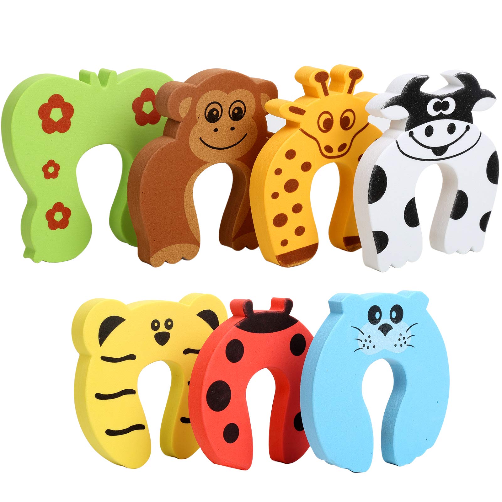 Door Stoppers,7Pcs Baby Proofing Corner Protector | Baby Cartoon Animal Door Stop Soft Foam Cushion Baby Finger Protector,Prevent Child or Pet from Getting Locked in Room