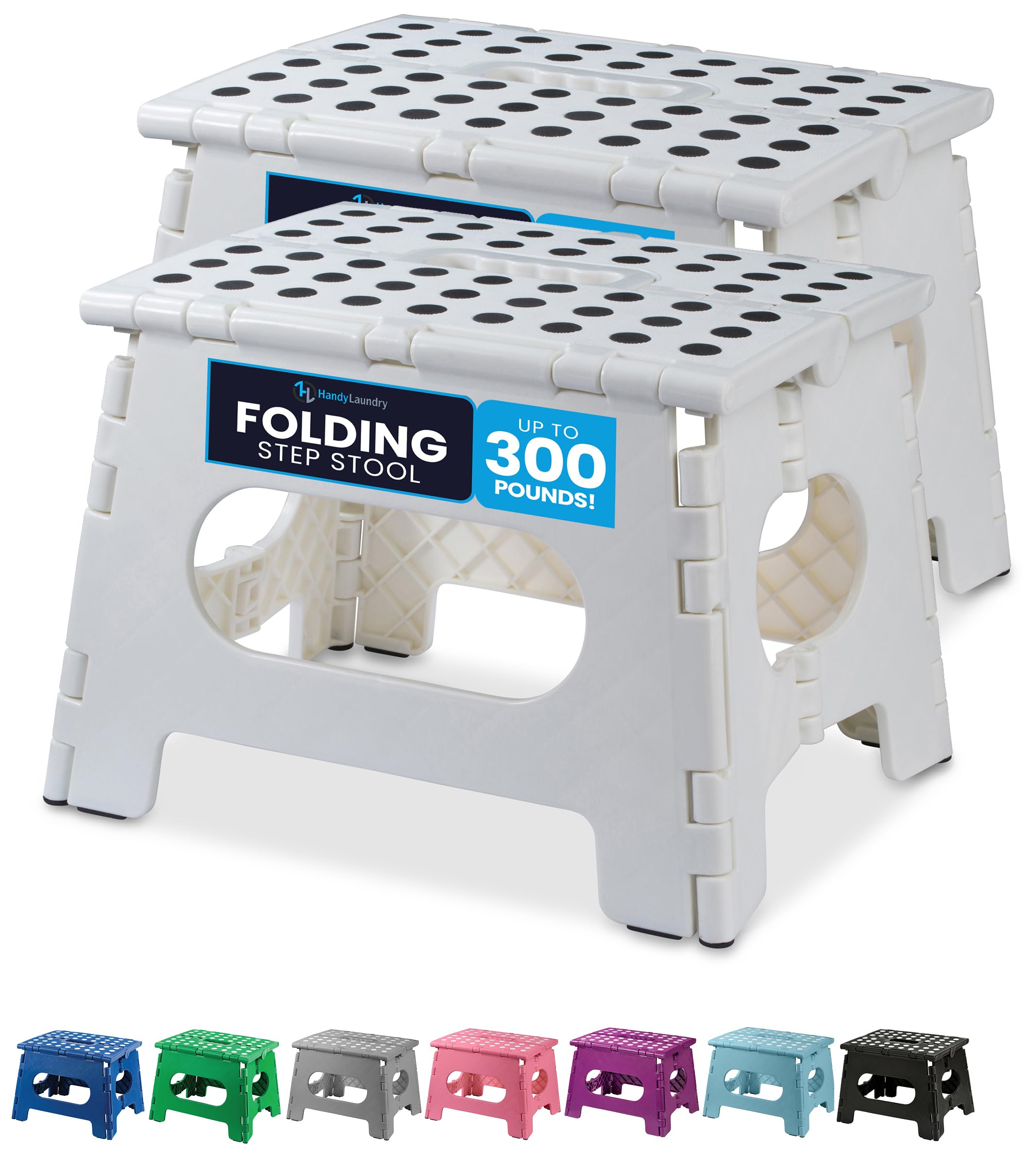 Handy Laundry Folding Lightweight Step Stool - Sturdy Enough to Support Adults - Opens Easy with One Flip - Great for Kitchen, Bathroom or Bedroom (Grey - 13 inch)