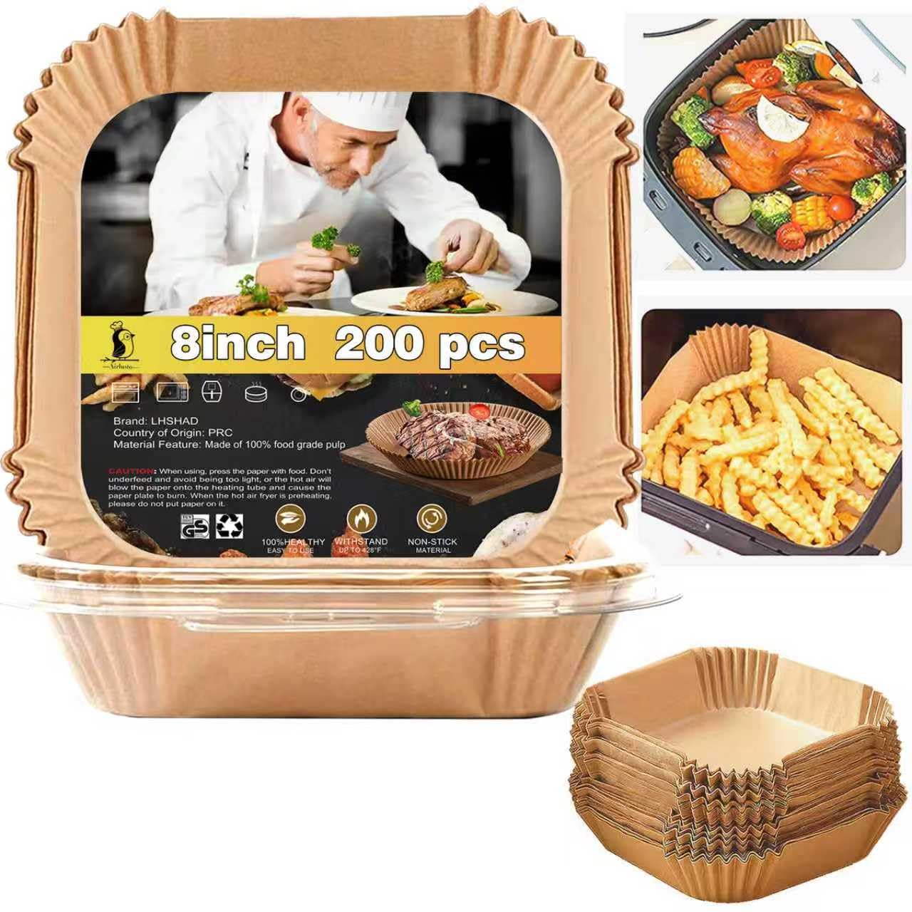 4 qt Air Fryer Liners, Chefman Air Fryer Liners, Disposable 4qt Air Fryer Liner for Chefman TurboX 4-in-1& 4.5 QT Cuisinart Airfryer, Non-stick Parchment Paper for Frying, Baking- Unbleached(120Pcs)