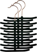 3-Pack Non-Slip Velvet Tie Hanger Organizer Rack by Home Basics | 360° Rotatable Hook | Holds 12 Ties Each | Versatile for Belts and Scarves | Slim Design
