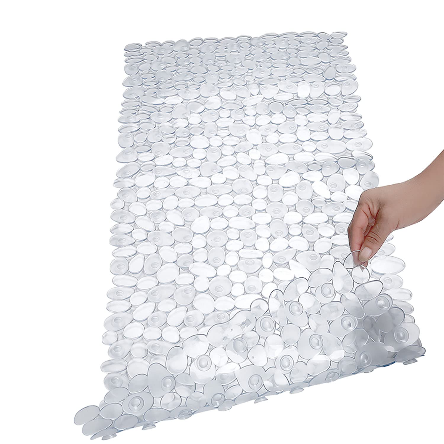 SONGZIMING Pebble Bath Mat for Bathtub to Anti Slip Bathtub Mat in Shower with 16 Inches by 35 Inches (Clear Blue)