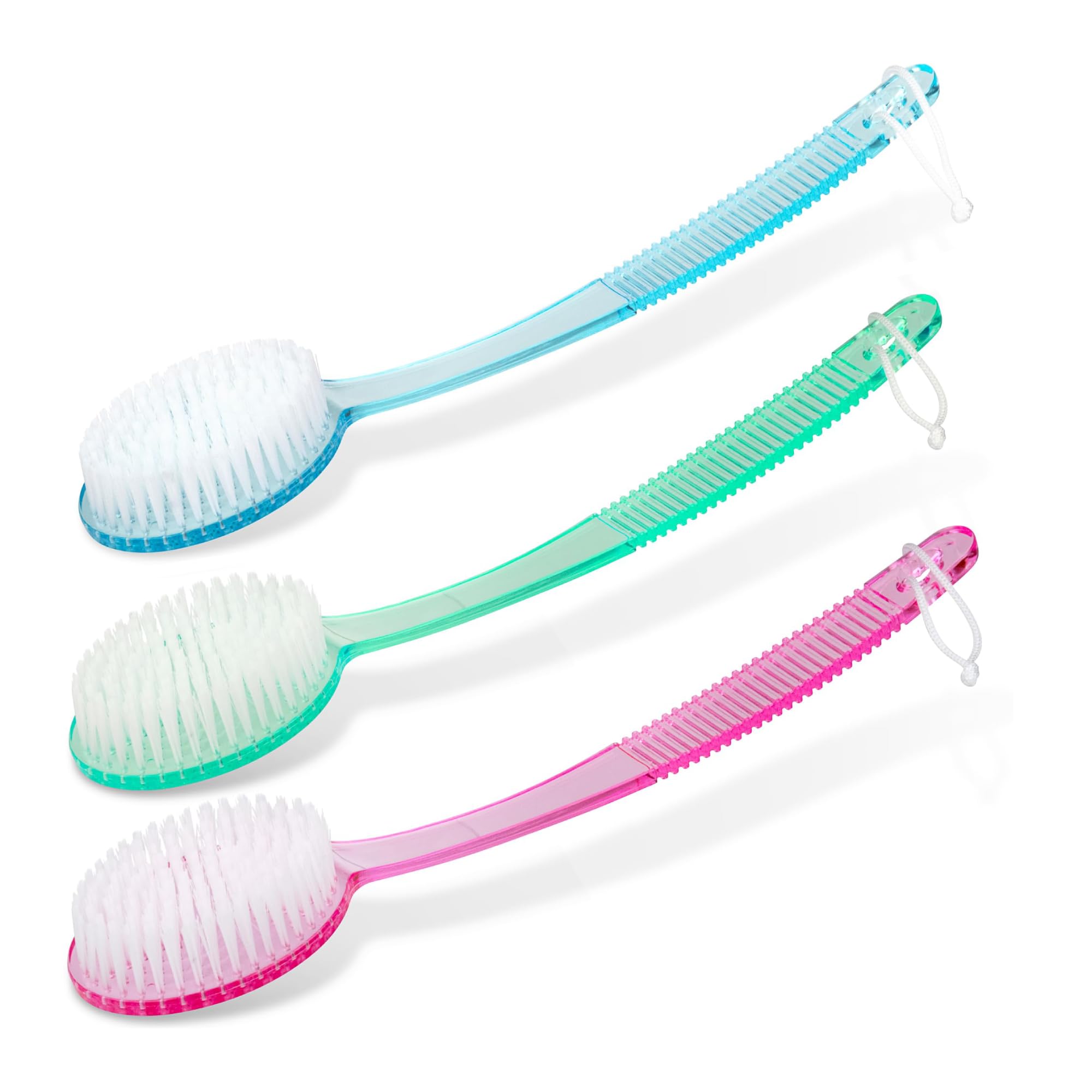 DecorRack Bath Brush with Bristles, Long Handle for Exfoliating Back, Body, and Feet, Bath and Shower Scrubber, Pink (1 Pack)
