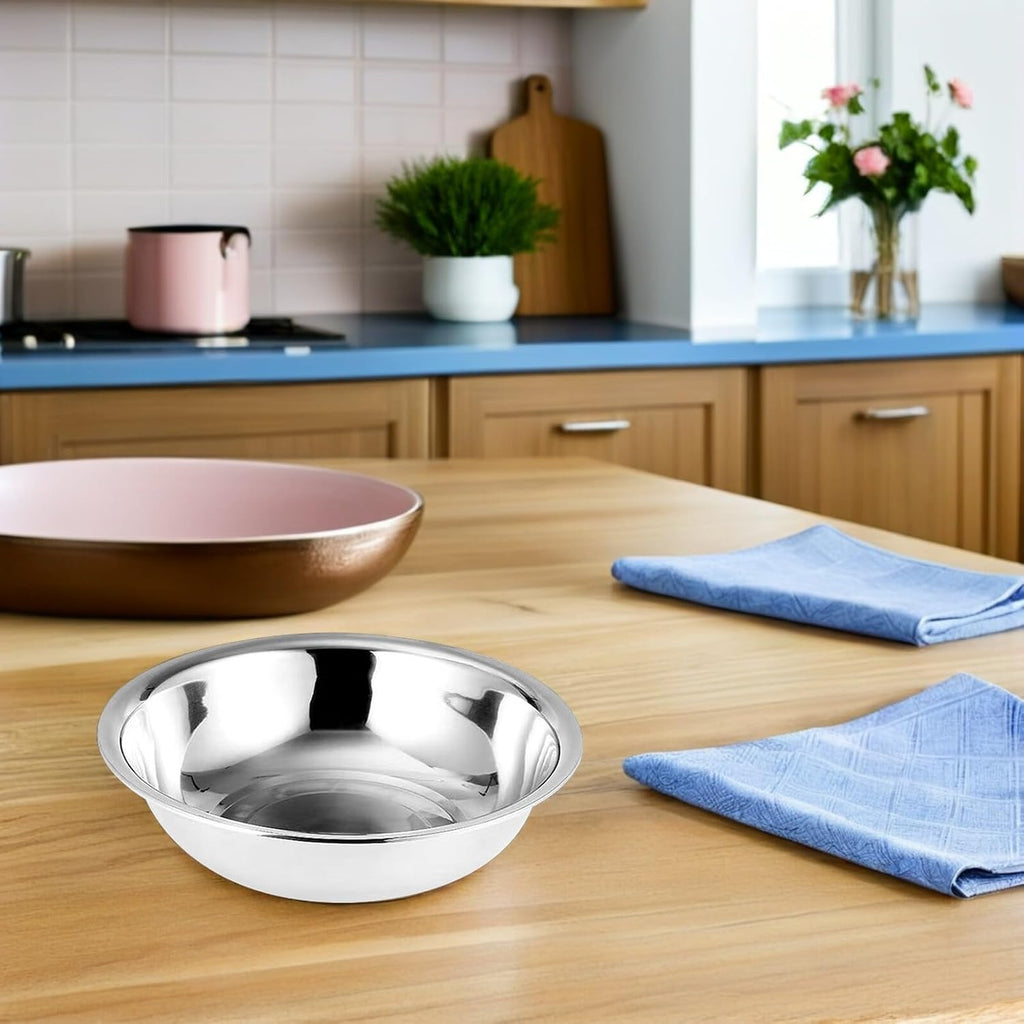 PRETYZOOM Metal Mixing Bowls Stainless Steel Basin 13 Inch Large Mixing Bowl Portable Dish Tub Foot Soak Tub Washtub Dishpan for Kitchen Bathroom