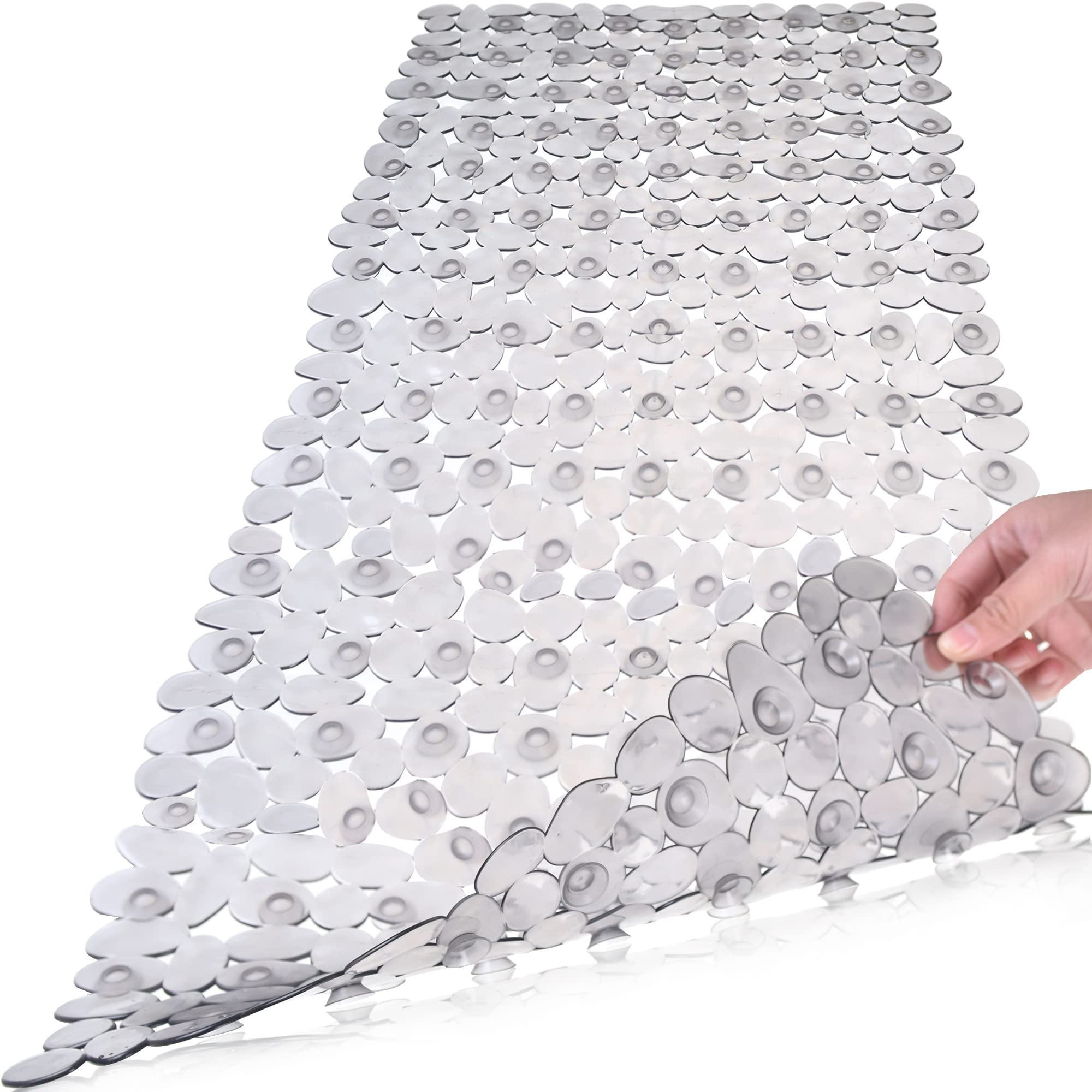 SONGZIMING Pebble Bath Mat for Bathtub to Anti Slip Bathtub Mat in Shower with 16 Inches by 35 Inches (Clear Blue)