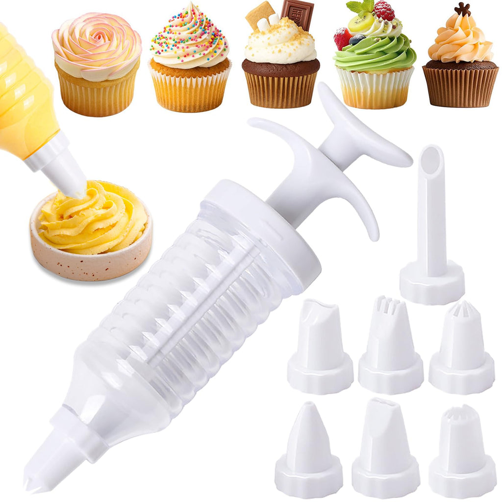 Suuker Cake Decorating Gun, White | 8 Piping Tips, Cupcake Icing Piping Kit, Cupcake Injector, Decorating Icing Set