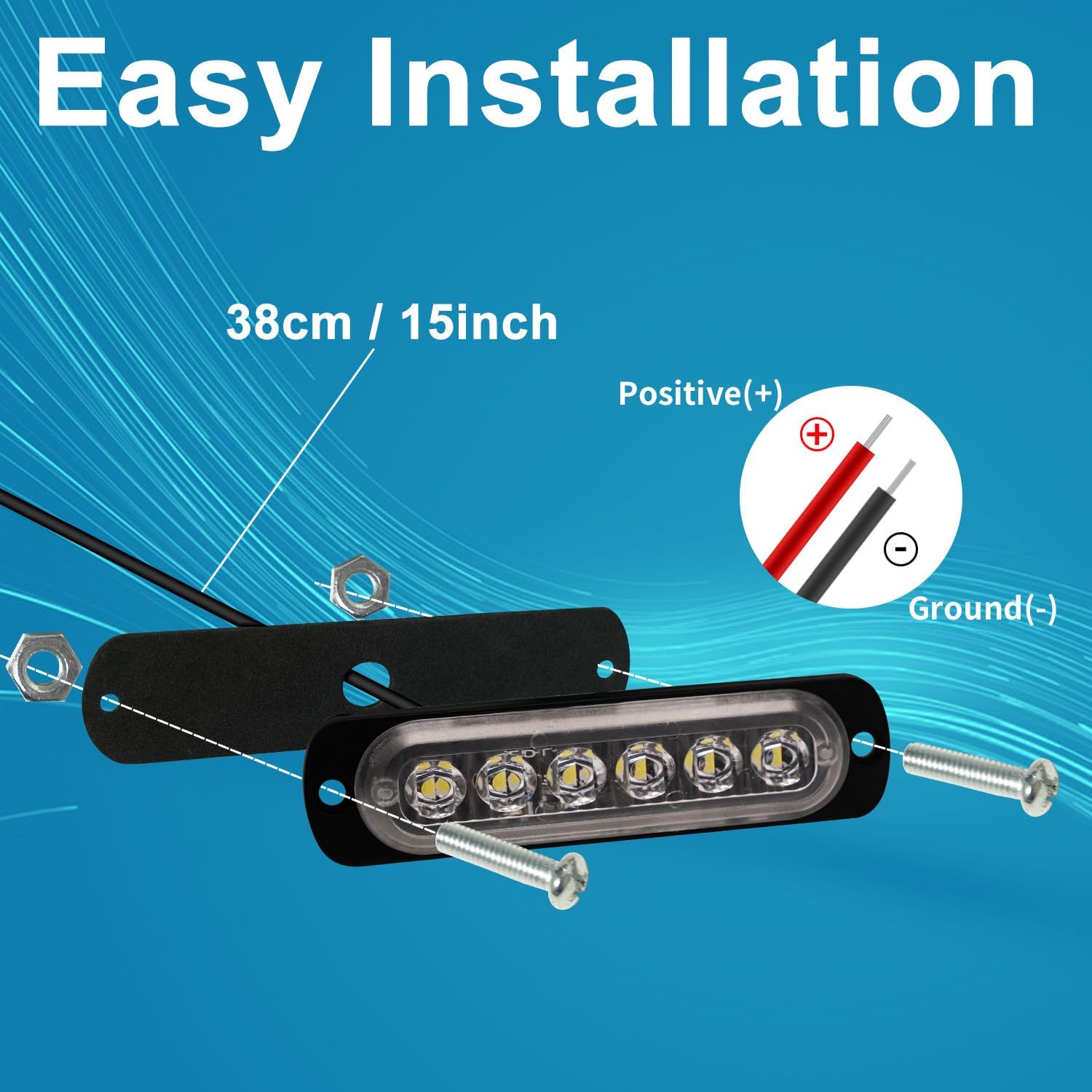 12V 24V LED White Light Thin 6LEDs Waterproof for UTV Truck RV Dome, Step, Under Dash, Truck Bed, Trunk, Boat Interior, 1 Pc