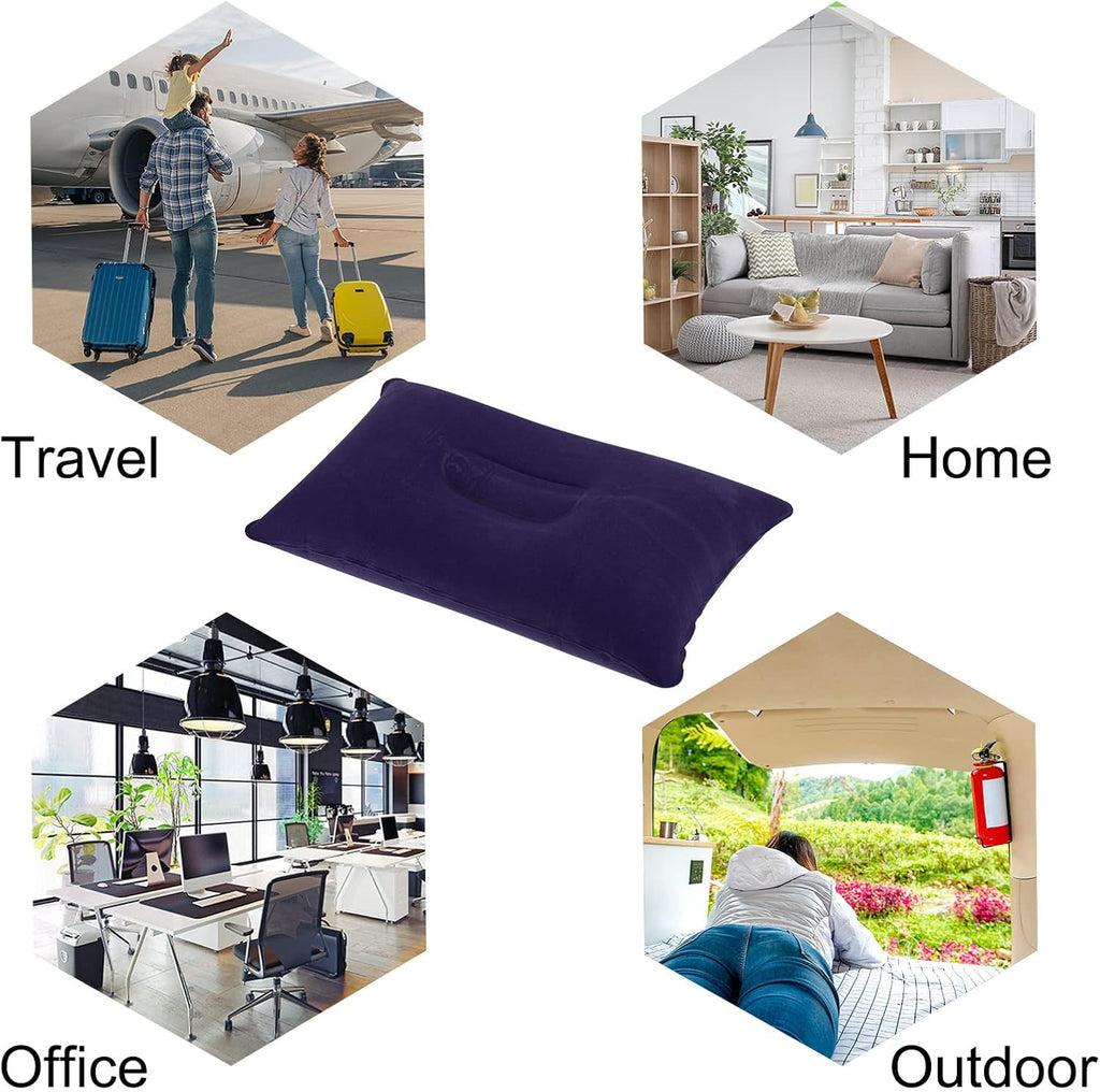 PATIKIL Inflatable Pillow, 2 Pack Squared Ultralight Camping Travel Pillow Desk Rest Neck Support for Hiking Backpacking Office, Dark Purple