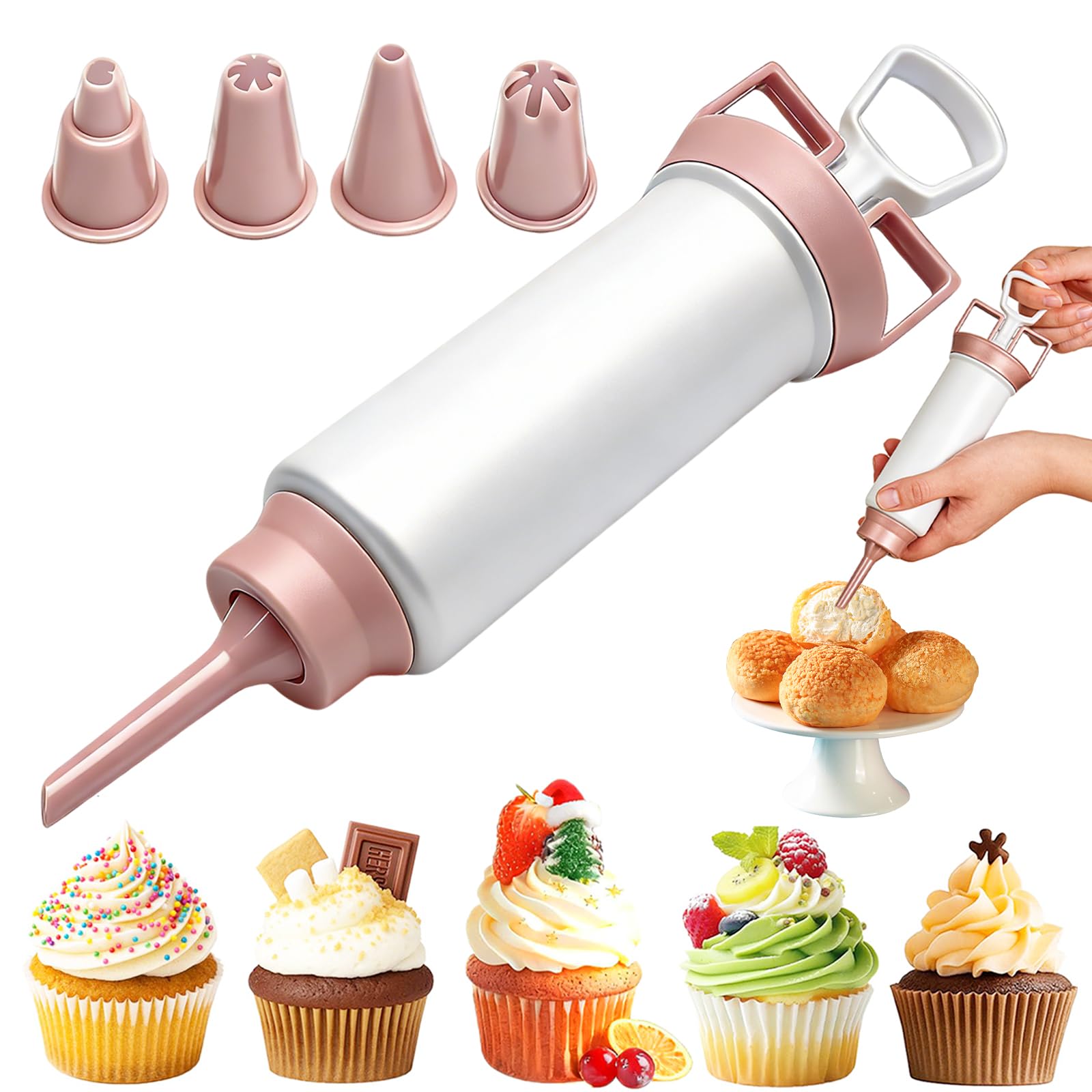 Suuker Cake Decorating Gun, White | 8 Piping Tips, Cupcake Icing Piping Kit, Cupcake Injector, Decorating Icing Set