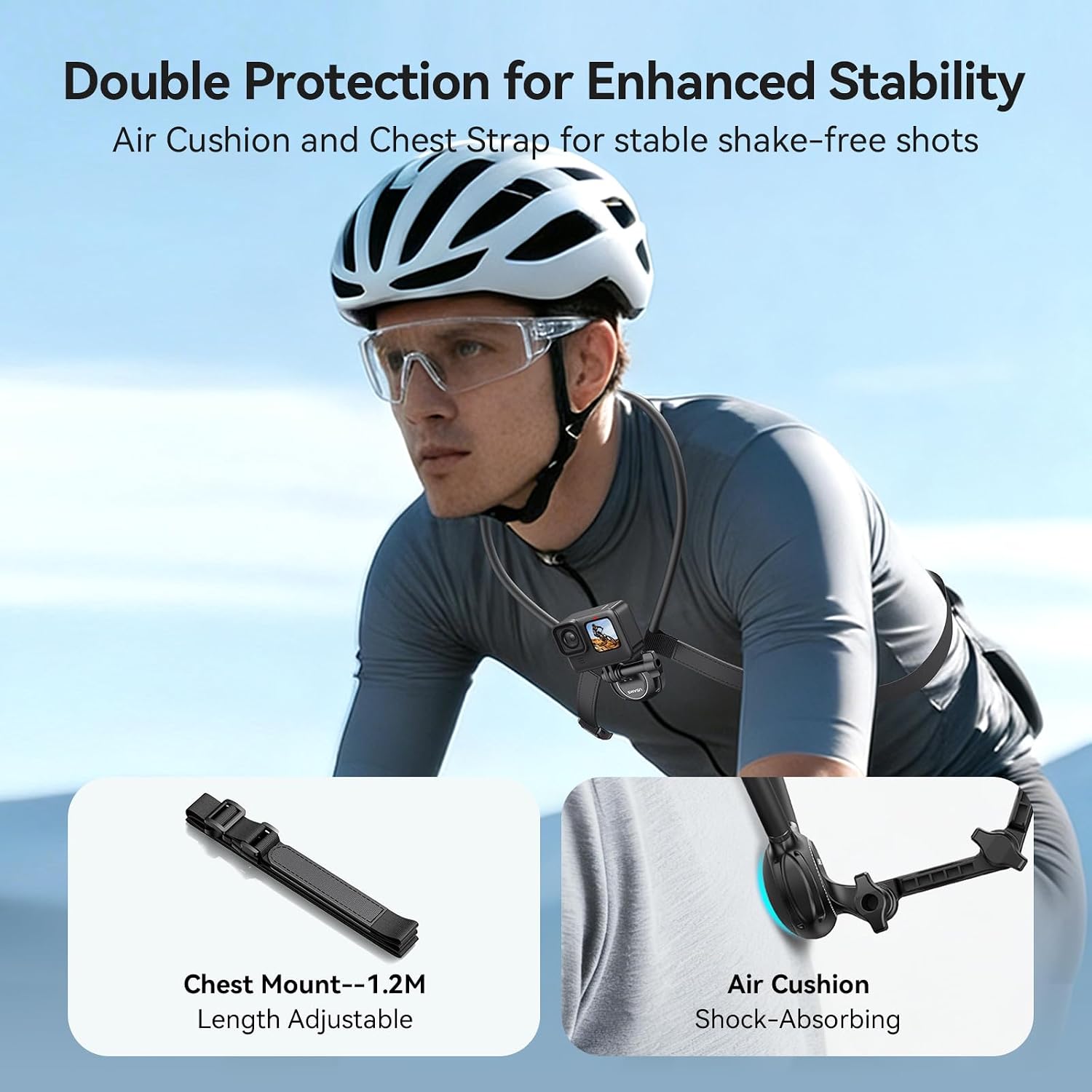 Neck Mount for GoPro, Insta360, DJI Action Cameras - Adjustable Chest Strap & Air Cushion Comfort | 2026 Upgraded 2.0 Holder