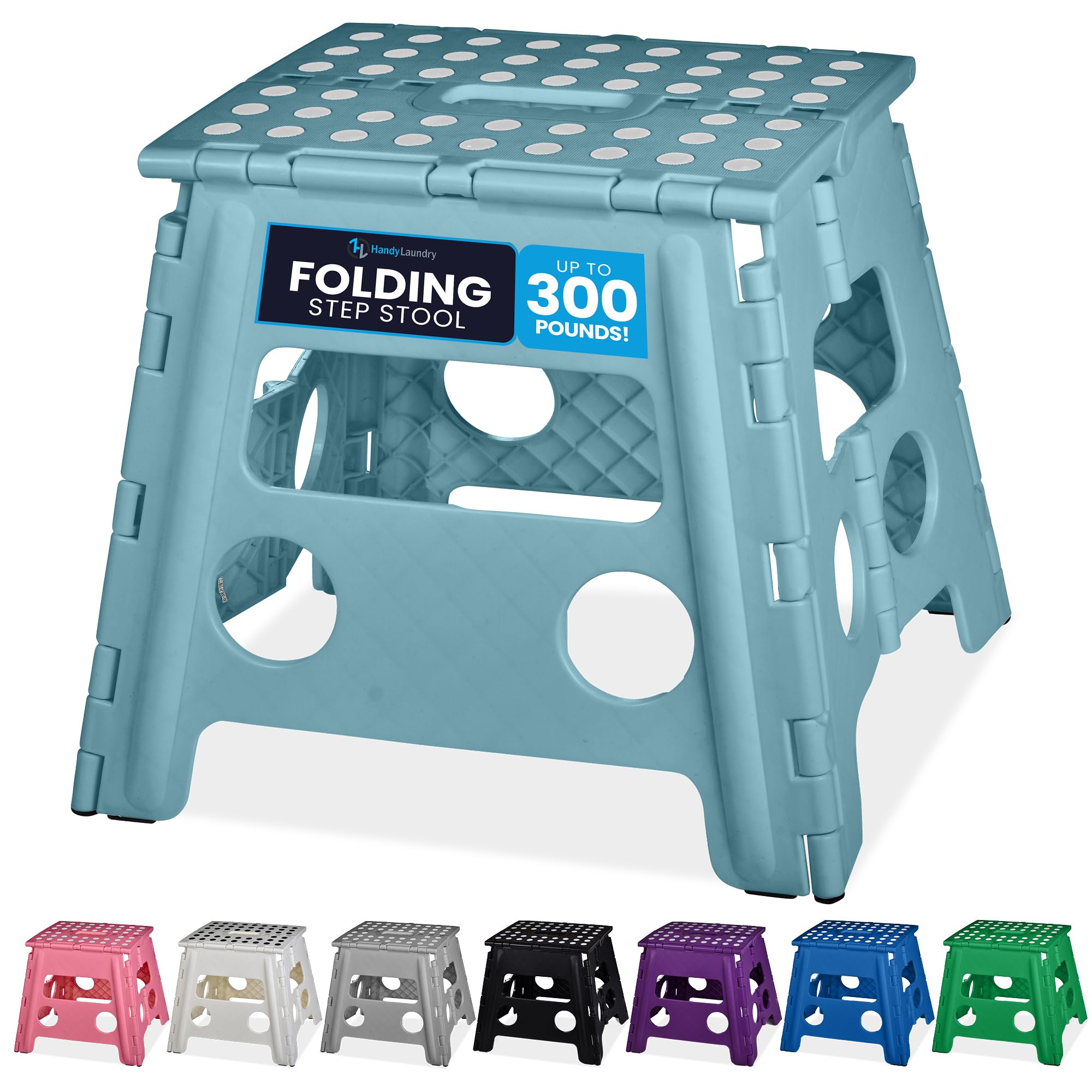 Handy Laundry Folding Lightweight Step Stool - Sturdy Enough to Support Adults - Opens Easy with One Flip - Great for Kitchen, Bathroom or Bedroom (Grey - 13 inch)