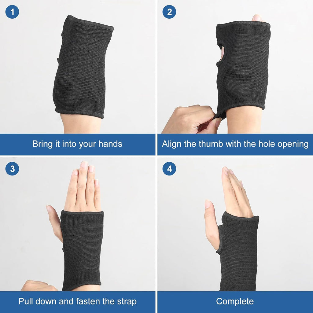 Palm Brace Wrist Support Sleeves (1 Pair), Everyday Use Wrist Brace, Compression Carpal Tunnel for Wrist Pain Relief, Fitness Gloves, Sports Glove, Wrist Brace for Men and Women (M, Black)