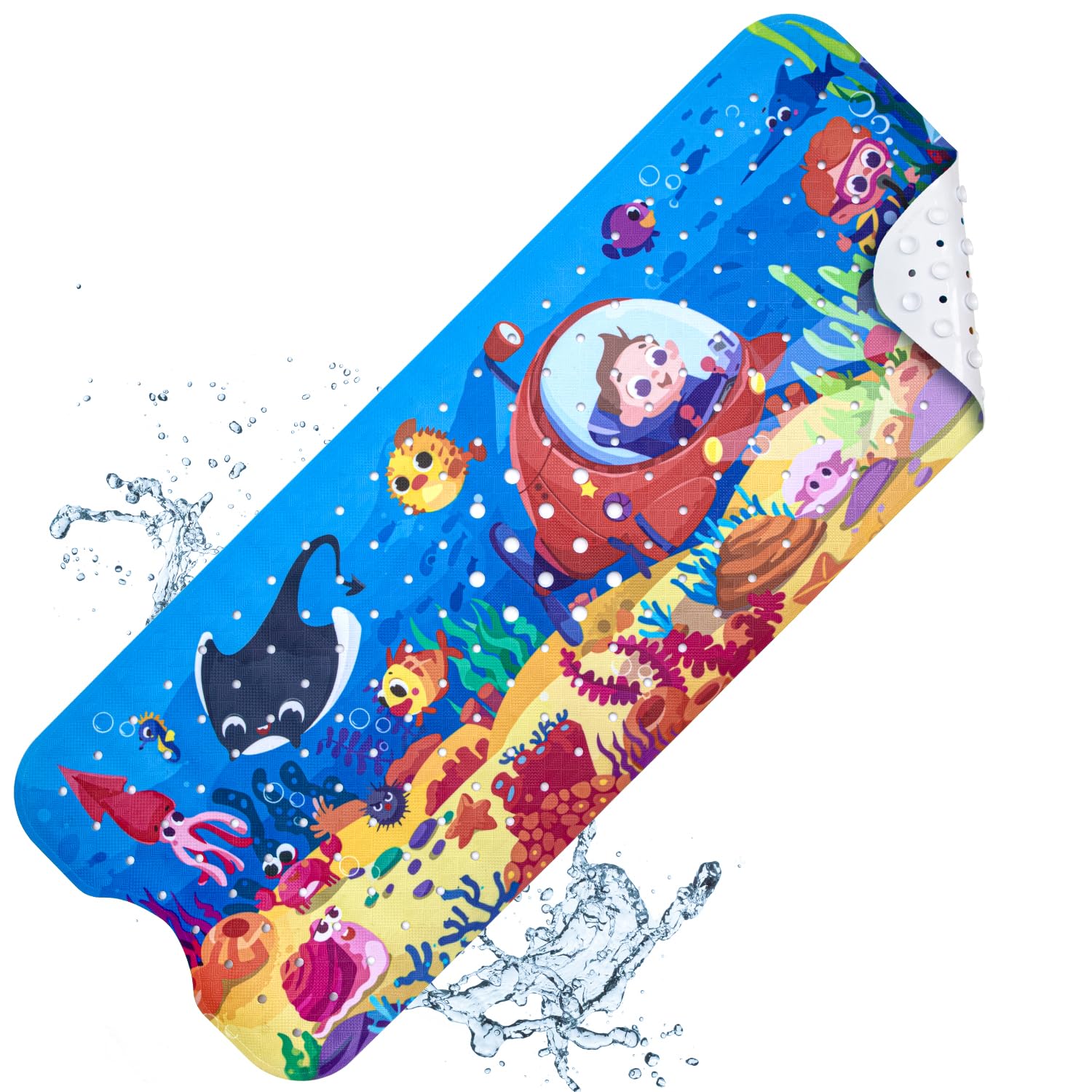 Vannokor Bathtub Mats for Bathroom 27x14 Inch, Pebble Bath Mat for Tub Feels Great on Tired Feet, Friendly Machine Washable Shower Tub Mats with 167 Big Suction Cups, Shower Mat, Bath Tub Mat, Blue