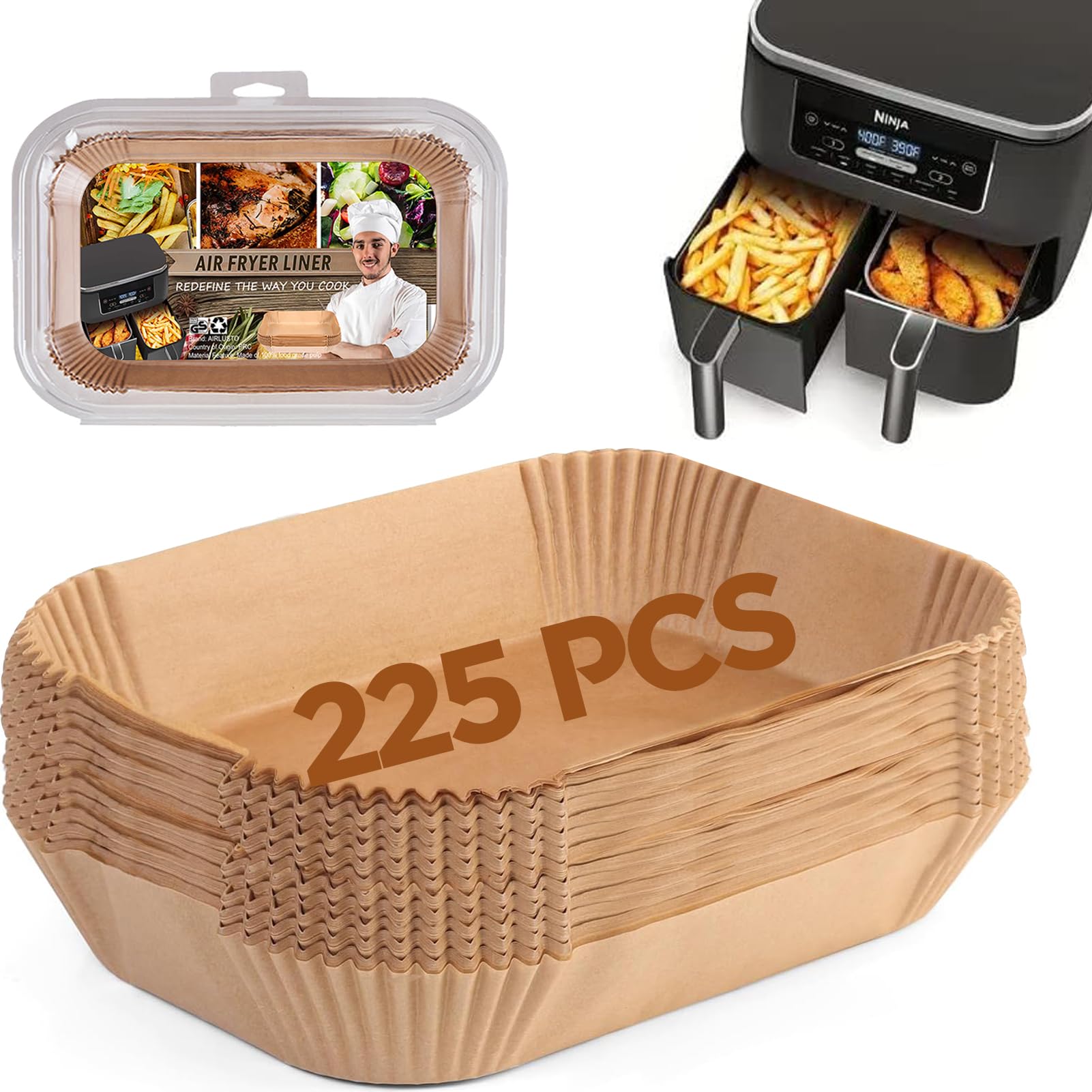 4 qt Air Fryer Liners, Chefman Air Fryer Liners, Disposable 4qt Air Fryer Liner for Chefman TurboX 4-in-1& 4.5 QT Cuisinart Airfryer, Non-stick Parchment Paper for Frying, Baking- Unbleached(120Pcs)