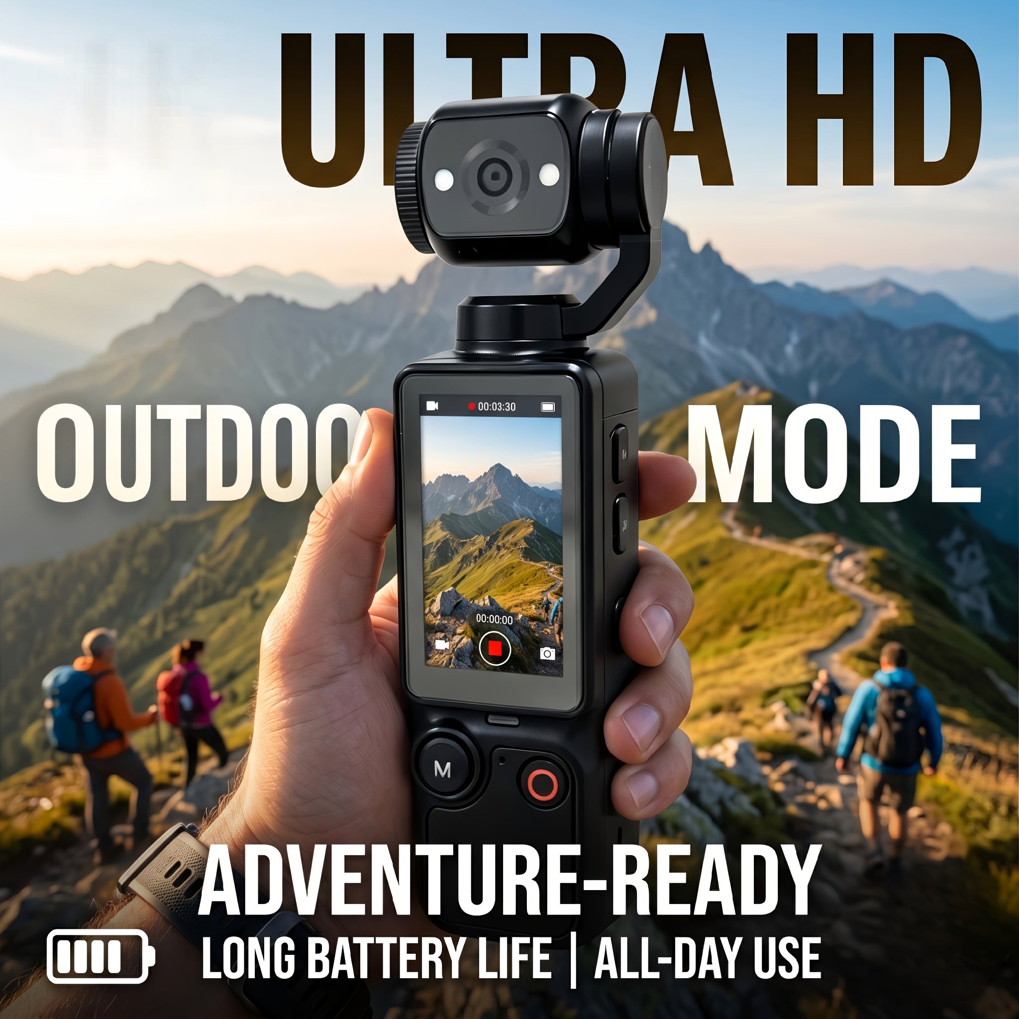 Ultra-Clear Pocket Camera 4, Handheld Sports Camera, Equipped with a 180° Rotatable Lens, a 1.9-Inch Flip Color Screen, a Built-In 2000Mah Battery, Type-C Fast Charging, Comes with a 32GB Memory Card, The Camera Can Be Expanded Up to 128GB