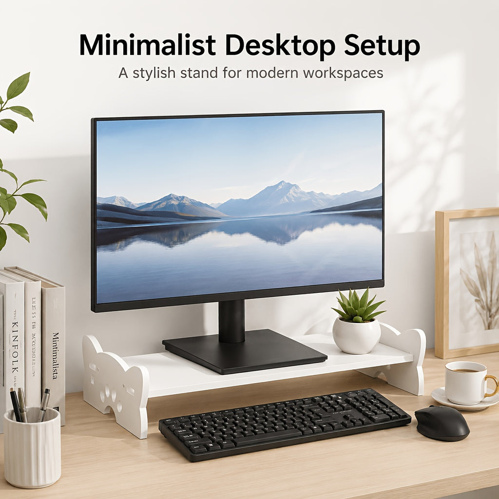Preslatki stalak za monitor u obliku mačje šape sa ergonomskim podizačem ekrana za radnu površinu - Pogodan za stoni računar i laptop, beli, pogodan za kućnu kancelariju, kompatibilan sa sveskama, tabelama, pametnim telefonima, čitačima, držač monitora za