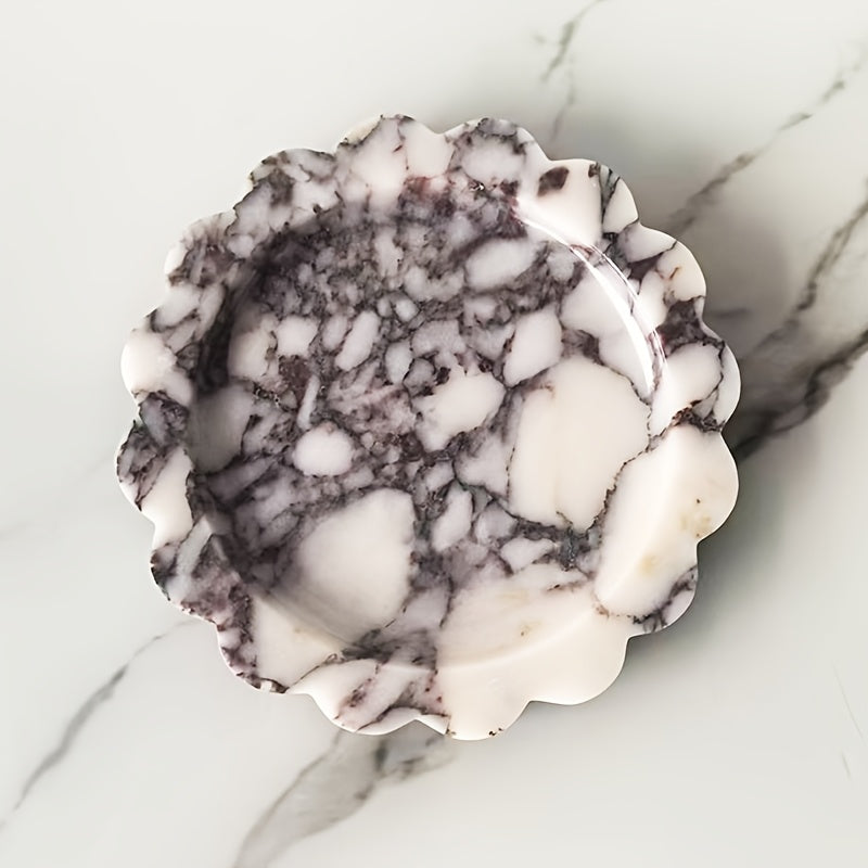 Light Luxury White and Purple Natural Marble Jewelry Tray, Minimalist Style Home Premium Accessory Storage Jewelry Bathroom Organizer Tray, Mother's Day Gift for Mom, Jewelry Trays