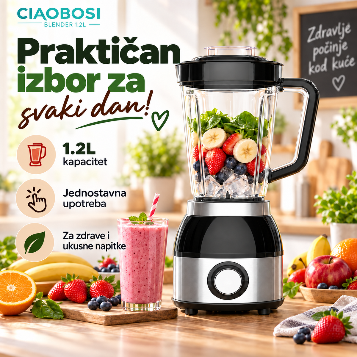 Multifunkcionalni blender 1.2L – za voće, povrće i pripremu napitaka