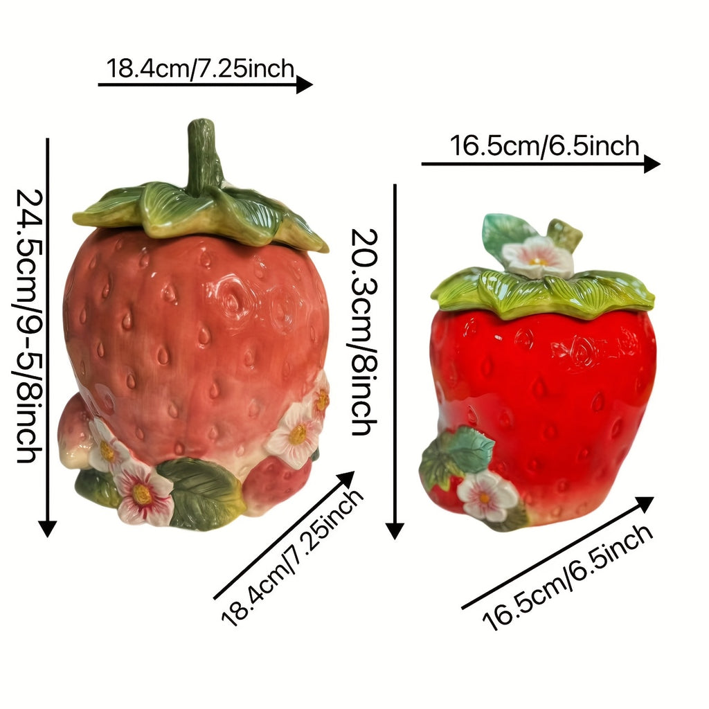 Cookie Jar Designed Like a Strawberry, Perfect for Storing Biscuits And Treats, Ideal for Tea Storage, And Serves As a Kitchen Organizer in a Farmhouse Style (Available in Pink And Red)
