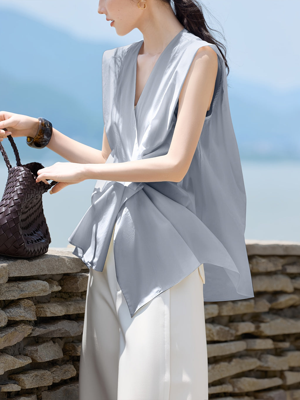 XWI Spring/Summer New Solid Color Shirt, Designer Shirt Top, New Designer Shirt Top for Women