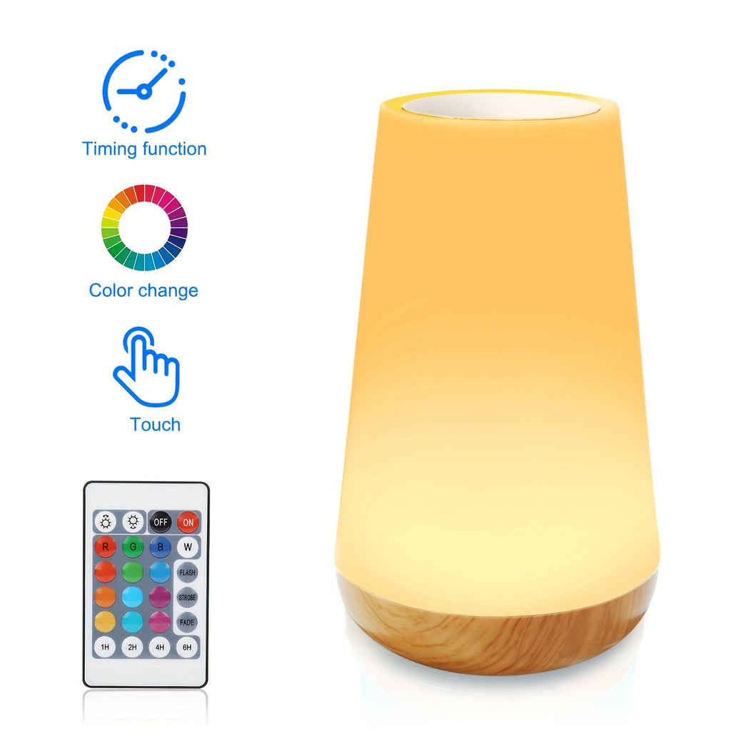 LihangStar USB-Punjiva Noćna Lampica sa Dodirnom Kontrolom - Prenosiva LED Stona Lampica sa 5 Nivoa Osvetljenja, 13 RGB Boja, Dodirna Lampica za Spavaću Sobu, Dnevni Boravak ili Kancelariju