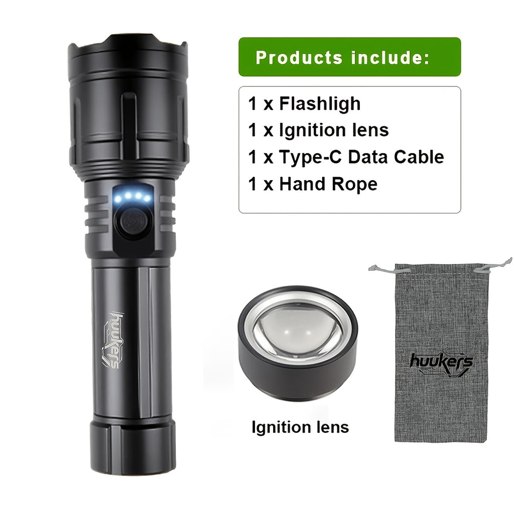This Aluminum Alloy Ignition Flashlight Uses a Fresnel Lens for Ignition, Is USB Rechargeable, And Has a 5000Mah High-Capacity Battery. It'S Suitable for Camping, Exploration, Fishing, Patrolling, Travel, Home Use, And As a Holiday Gift. IP44