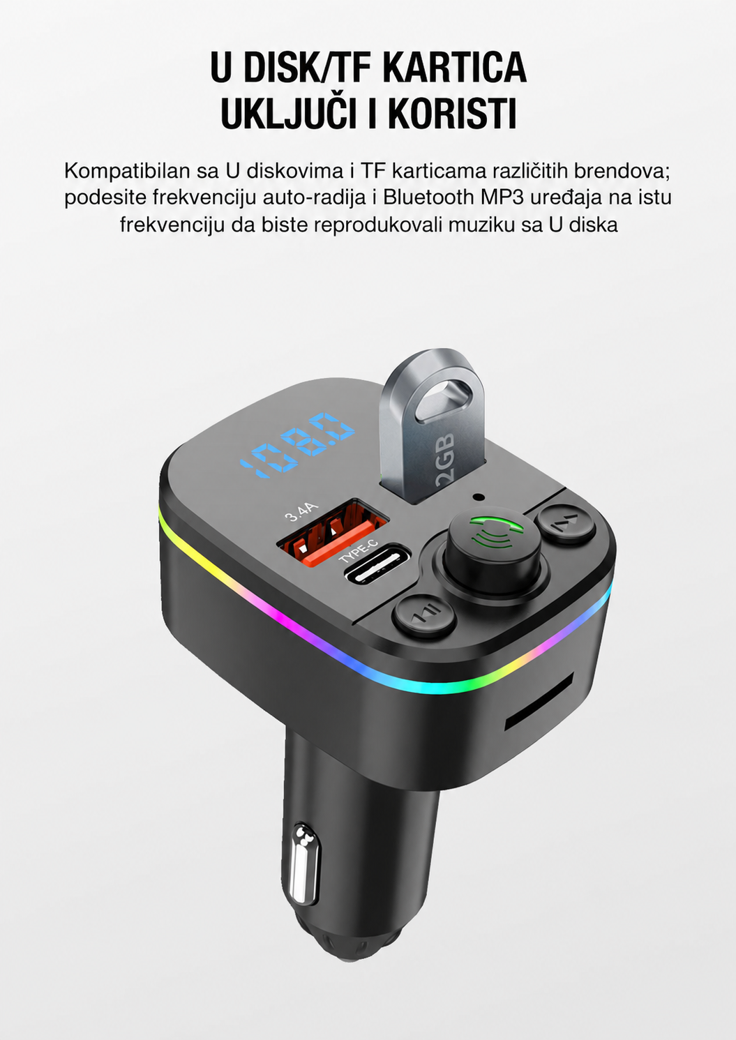 Auto Bluetooth MP3 Plejer sa Hands Free Pozivima