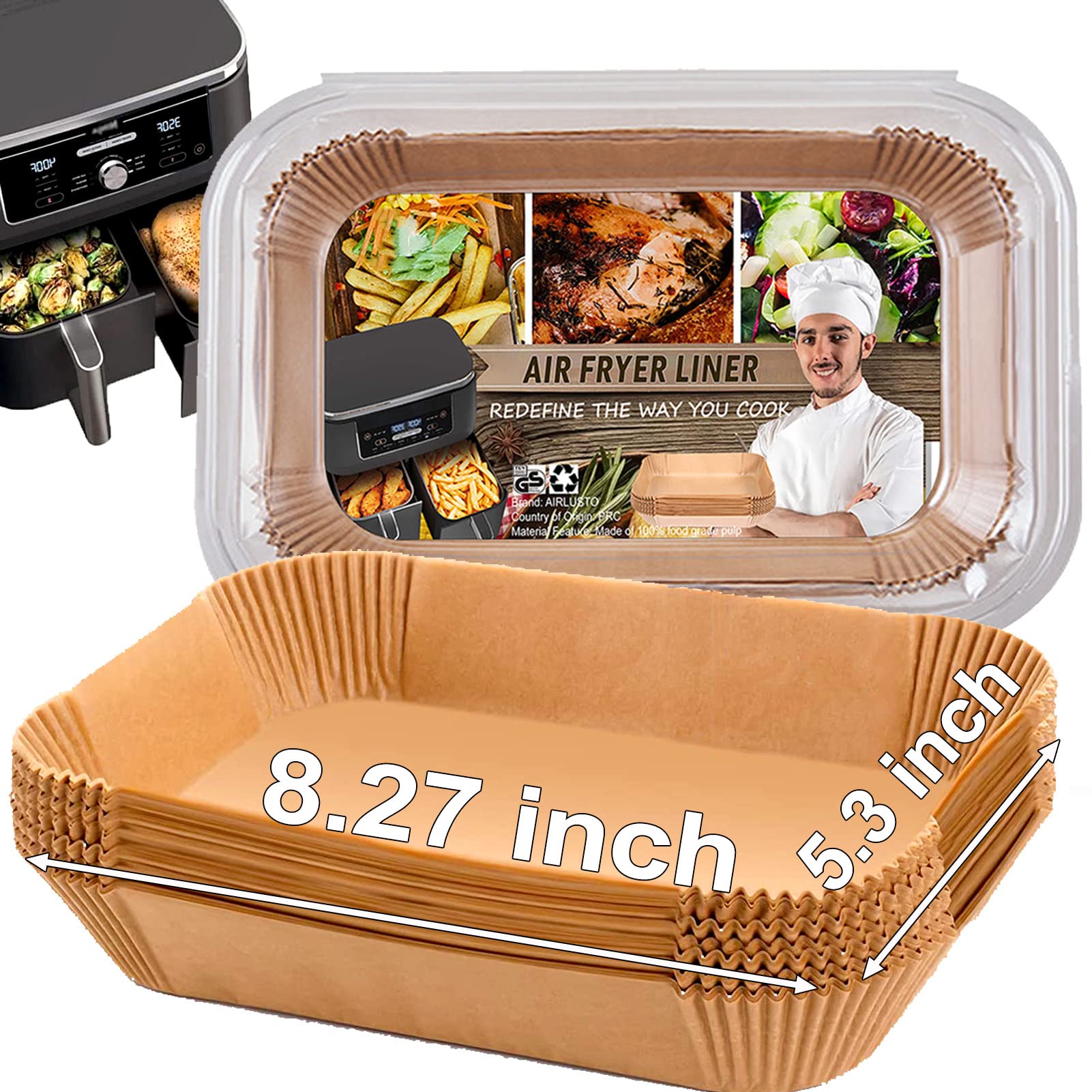 4 qt Air Fryer Liners, Chefman Air Fryer Liners, Disposable 4qt Air Fryer Liner for Chefman TurboX 4-in-1& 4.5 QT Cuisinart Airfryer, Non-stick Parchment Paper for Frying, Baking- Unbleached(120Pcs)