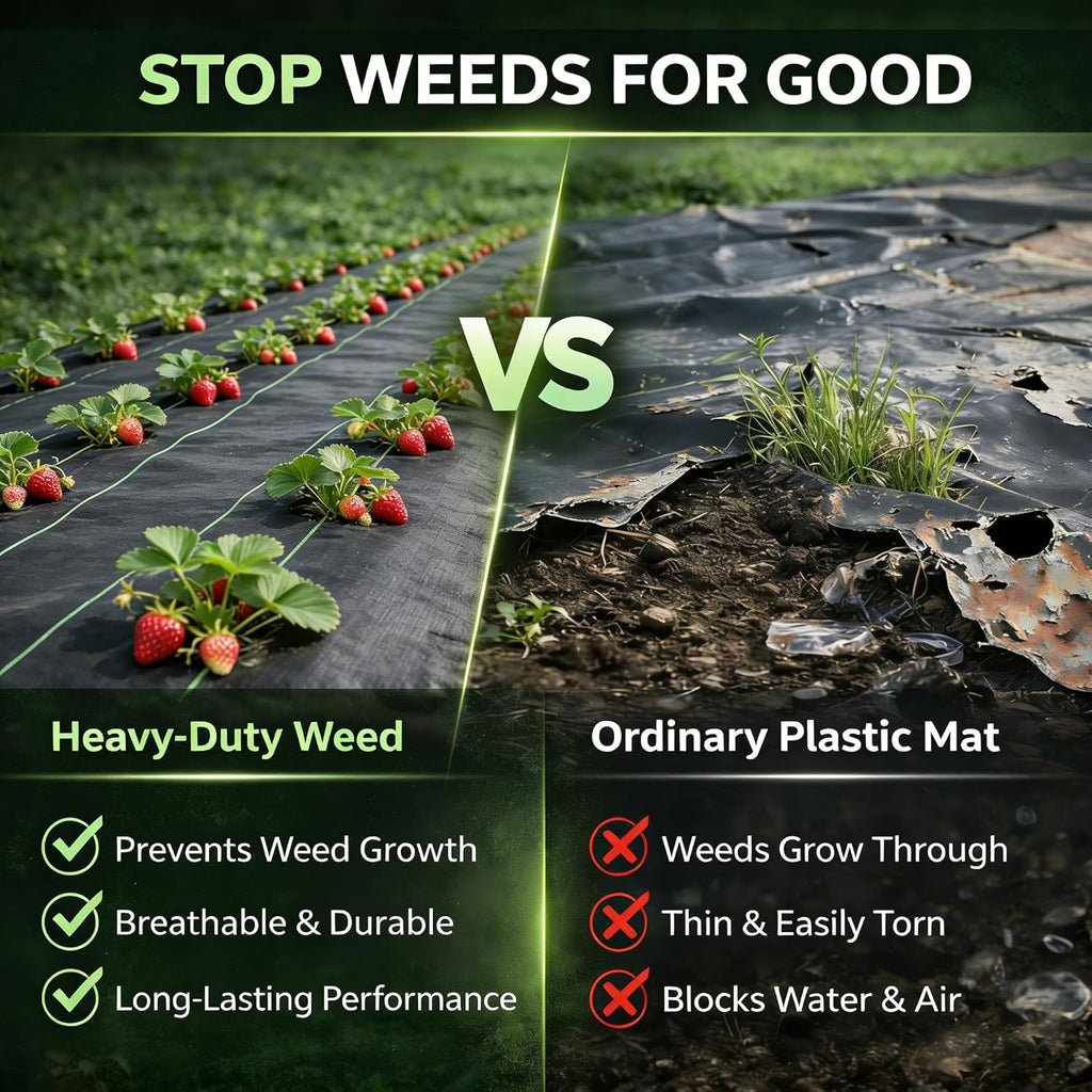 Heavy Duty Weed Barrier Landscape Fabric, Woven Geotextile Ground Cover - Premium Weed Control Mat for Garden Beds, Driveways & Landscaping(1.3ft x 50ft)