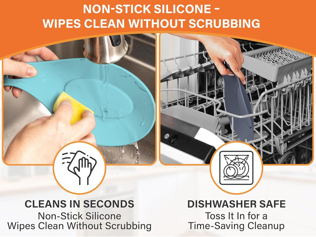 Silicone Spoon Rest for Stove Top Set of 3 – HEAT RESISTANT DISHWASHER SAFE Kitchen Utensil Holder for LARGE Utensils - Won’t Break - Non-Slip - Ideal for Glass & Induction Cooktops - for Home Cooks