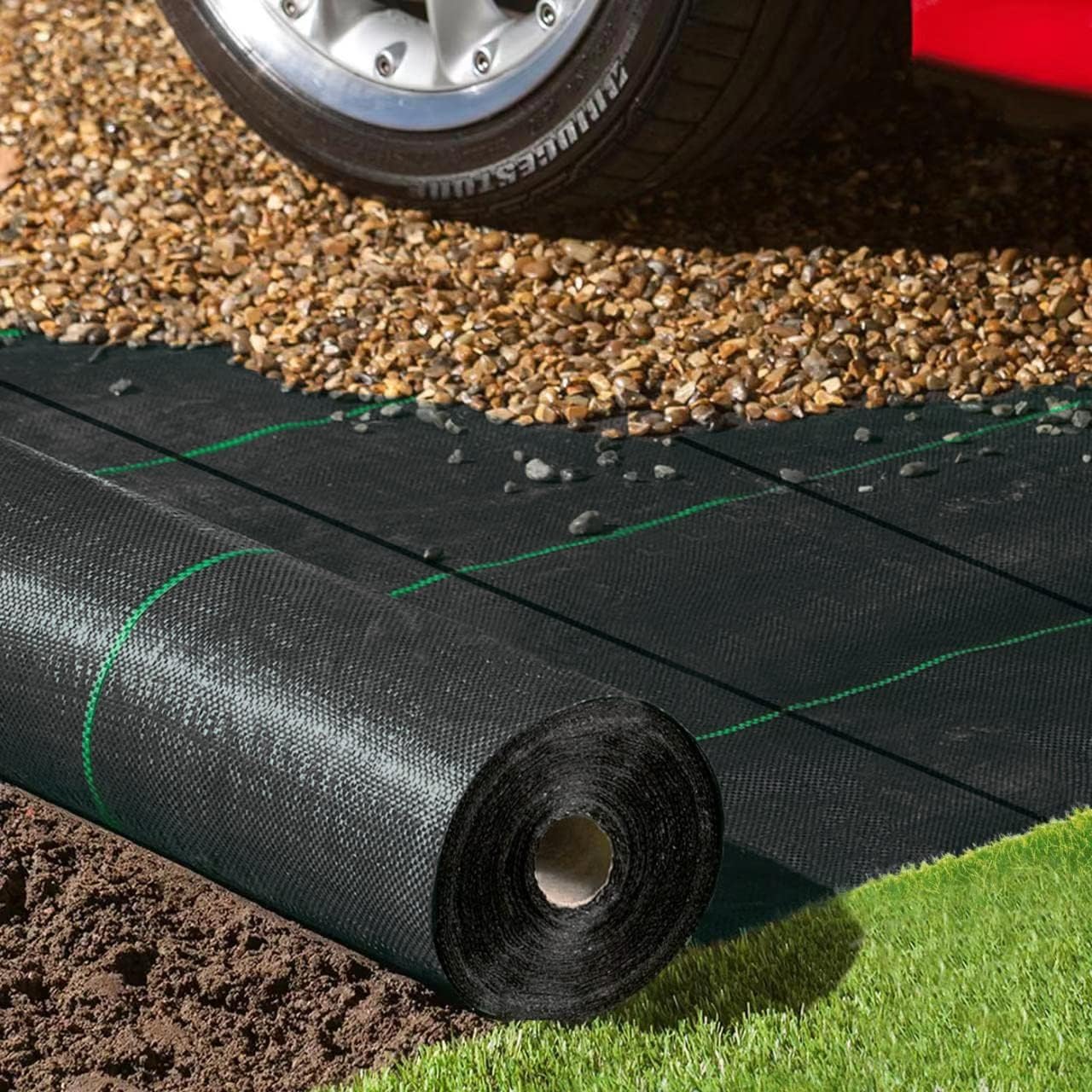 Heavy Duty Weed Barrier Landscape Fabric, Woven Geotextile Ground Cover - Premium Weed Control Mat for Garden Beds, Driveways & Landscaping(1.3ft x 50ft)
