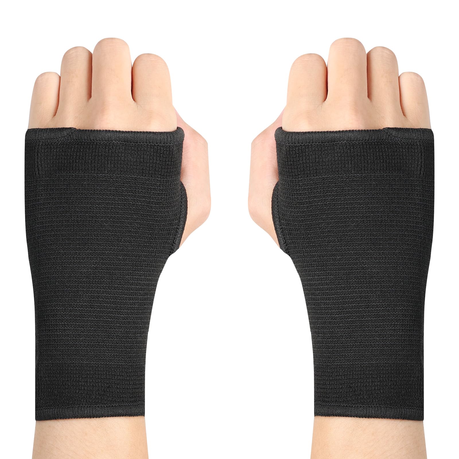 Palm Brace Wrist Support Sleeves (1 Pair), Everyday Use Wrist Brace, Compression Carpal Tunnel for Wrist Pain Relief, Fitness Gloves, Sports Glove, Wrist Brace for Men and Women (M, Black)