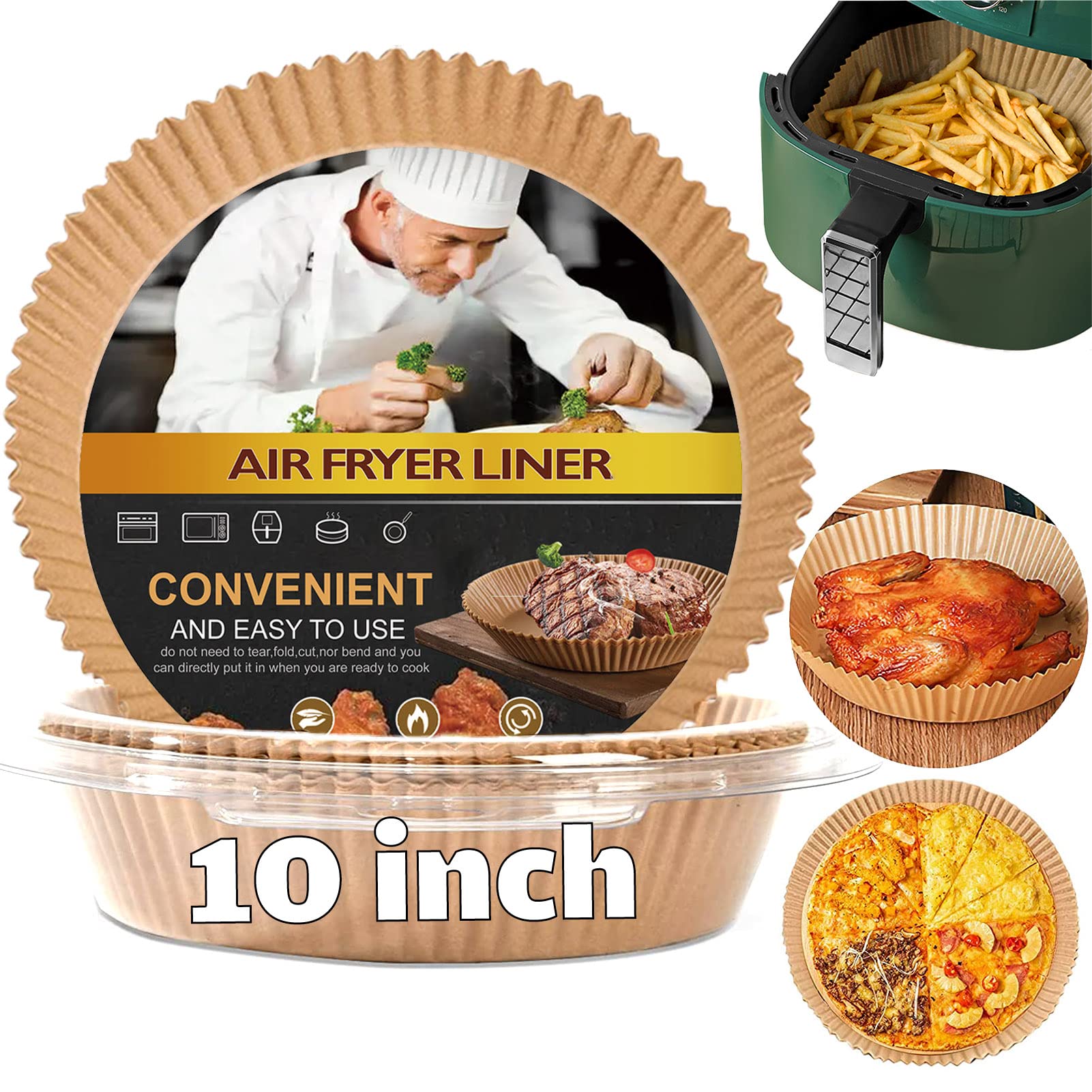 4 qt Air Fryer Liners, Chefman Air Fryer Liners, Disposable 4qt Air Fryer Liner for Chefman TurboX 4-in-1& 4.5 QT Cuisinart Airfryer, Non-stick Parchment Paper for Frying, Baking- Unbleached(120Pcs)