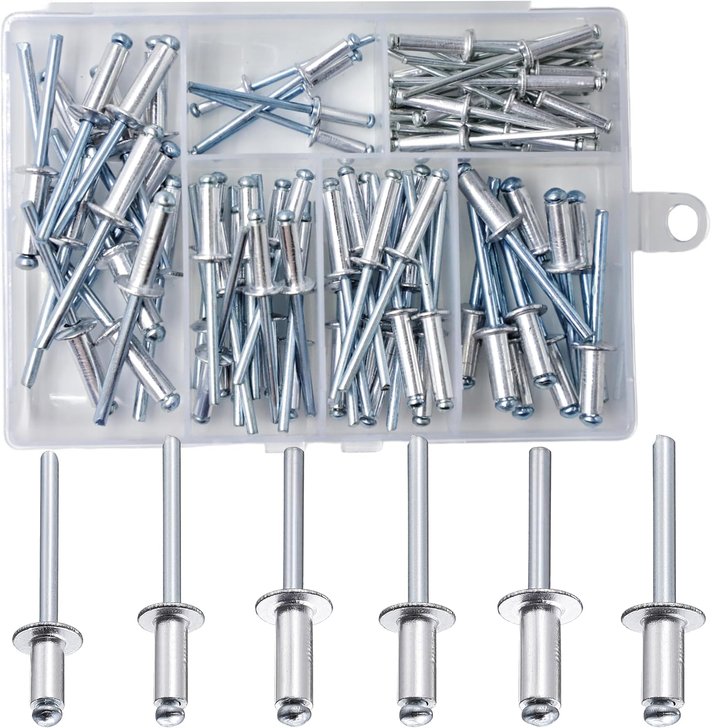 Wensilon(80Pcs) Aluminum blind pro Rivets Kit,Aluminum Grip and Steel Mandrel Set