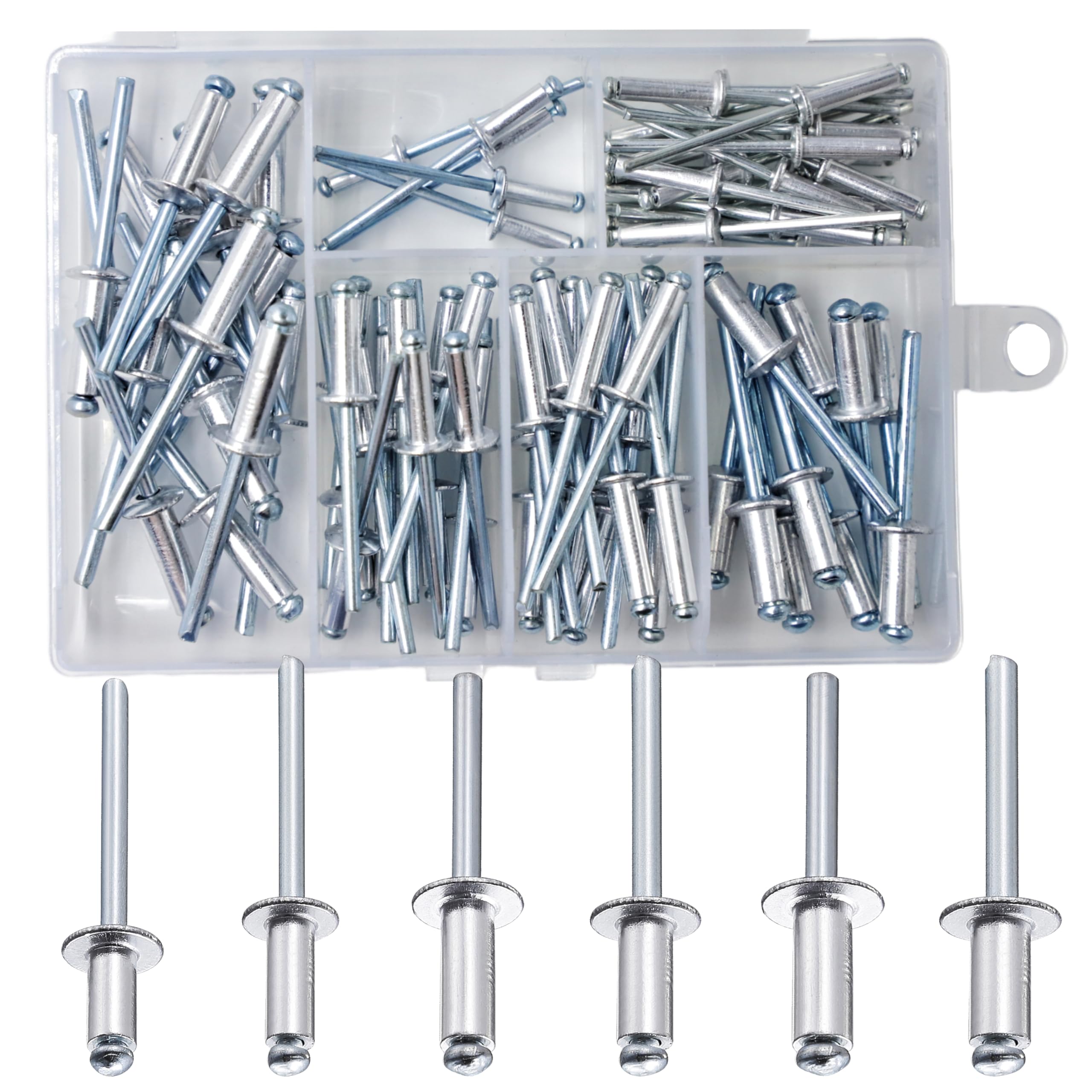 Wensilon(80Pcs) Aluminum blind pro Rivets Kit,Aluminum Grip and Steel Mandrel Set