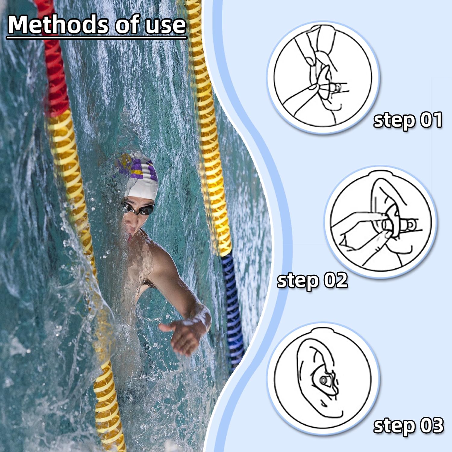 6 Set Swimming Earplugs and Swimming Nose Clips, BOSOIRSOU 6 Pairs Waterproof Silicone Reusable Ear & 6 pcs Nose Protector for Man Woman Swimmers Pool Bath Showering Surfing Kayaking