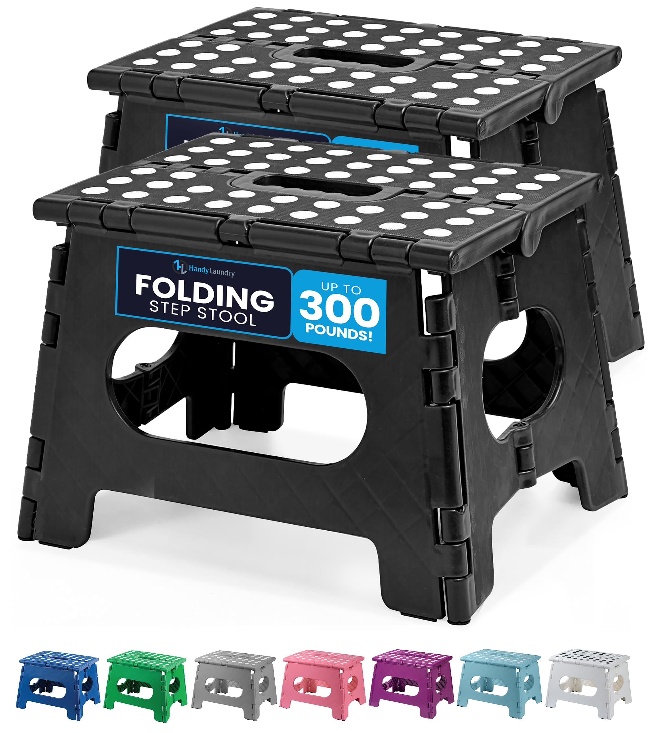 Handy Laundry Folding Lightweight Step Stool - Sturdy Enough to Support Adults - Opens Easy with One Flip - Great for Kitchen, Bathroom or Bedroom (Grey - 13 inch)