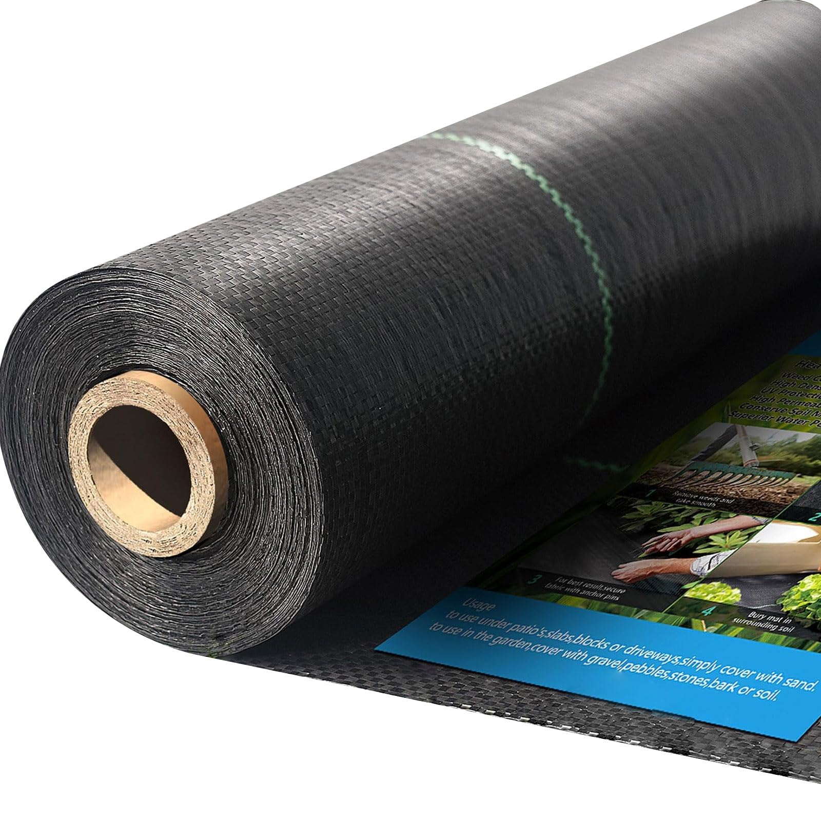 Heavy Duty Weed Barrier Landscape Fabric, Woven Geotextile Ground Cover - Premium Weed Control Mat for Garden Beds, Driveways & Landscaping(1.3ft x 50ft)