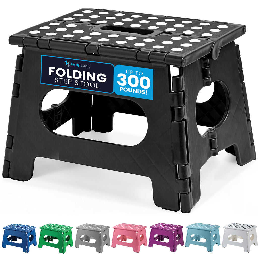 Handy Laundry Folding Lightweight Step Stool - Sturdy Enough to Support Adults - Opens Easy with One Flip - Great for Kitchen, Bathroom or Bedroom (Grey - 13 inch)