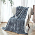 SNUGSUN Electric Heated Blanket Throw Size, Soft and Cozy Thickened Flannel and Sherpa Electric Blanket for Bed, Automatic Safety System 6 Heating Levels & 10 Hours Auto-Off, 50"x60" Slate Grey