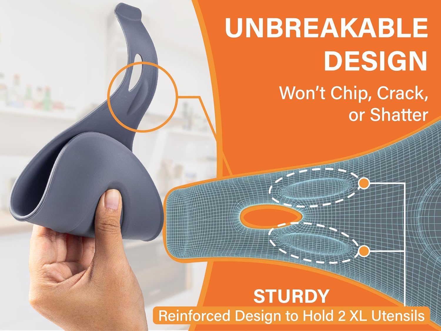 Silicone Spoon Rest for Stove Top Set of 3 – HEAT RESISTANT DISHWASHER SAFE Kitchen Utensil Holder for LARGE Utensils - Won’t Break - Non-Slip - Ideal for Glass & Induction Cooktops - for Home Cooks