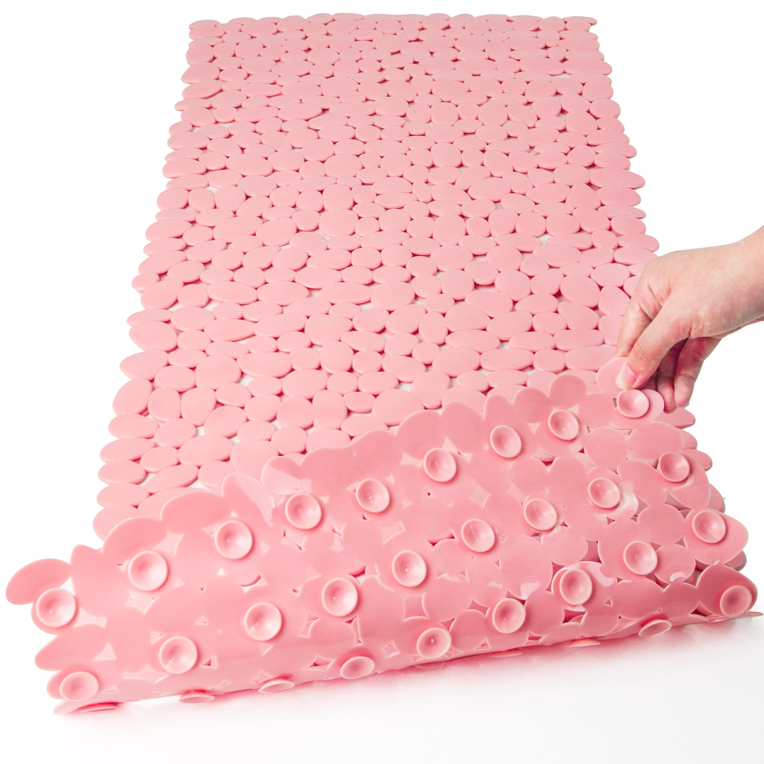 SONGZIMING Pebble Bath Mat for Bathtub to Anti Slip Bathtub Mat in Shower with 16 Inches by 35 Inches (Clear Blue)