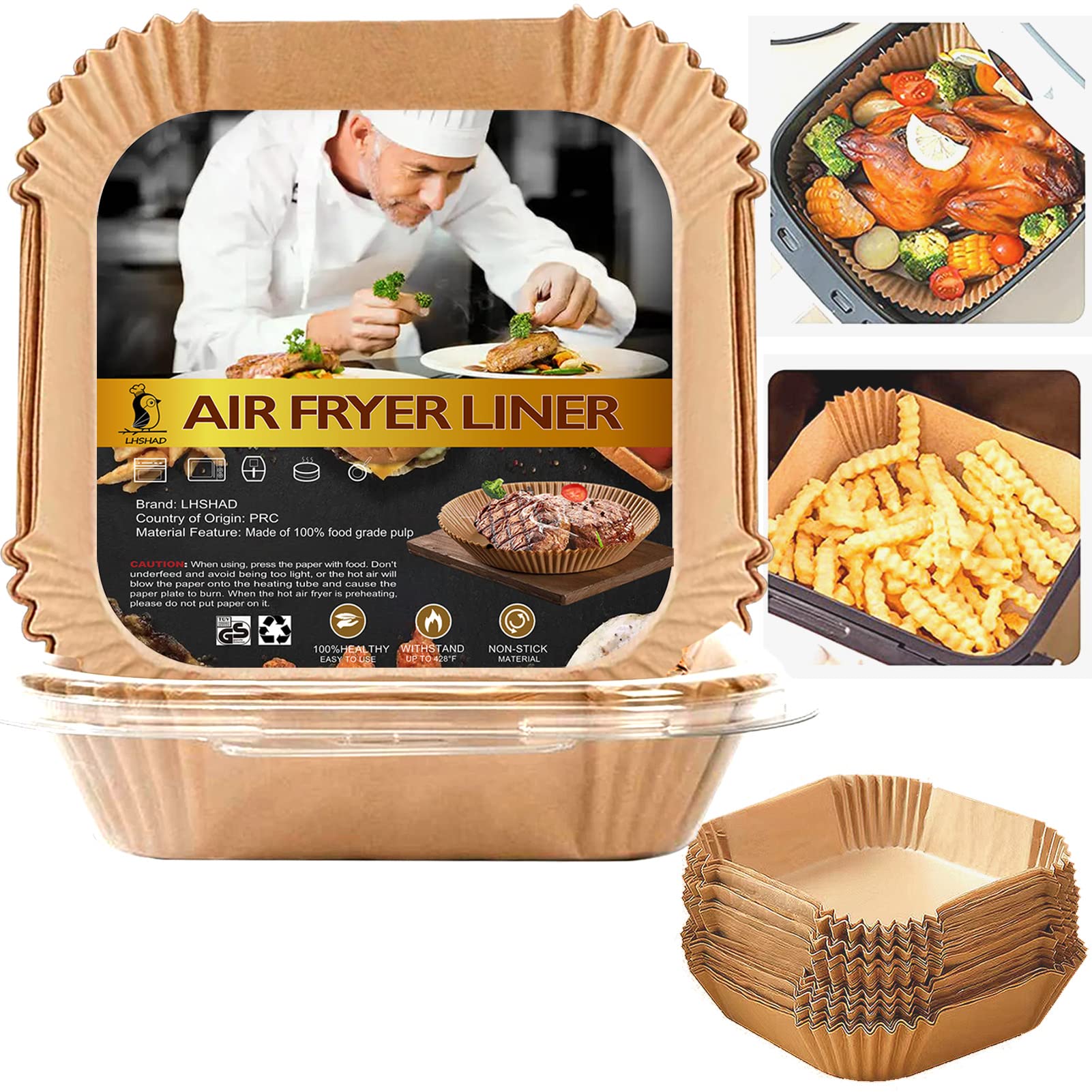 4 qt Air Fryer Liners, Chefman Air Fryer Liners, Disposable 4qt Air Fryer Liner for Chefman TurboX 4-in-1& 4.5 QT Cuisinart Airfryer, Non-stick Parchment Paper for Frying, Baking- Unbleached(120Pcs)