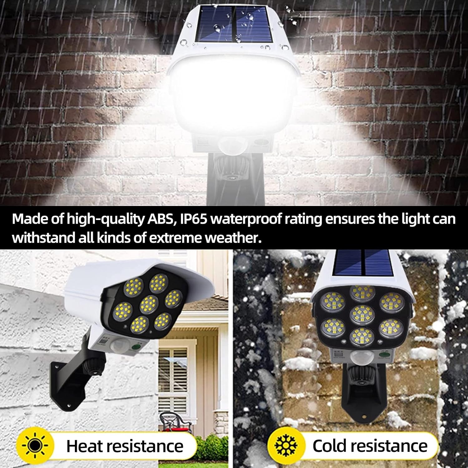 Outdoor Motion Sensor Solar Lights 2000 Lumens 77 LEDs Spotlight With Remote Controller FloodLights Outdoor IP66 Waterproof, Wireless Dummy Decoy Fake Security Camera for Porch Garden Patio Driveway