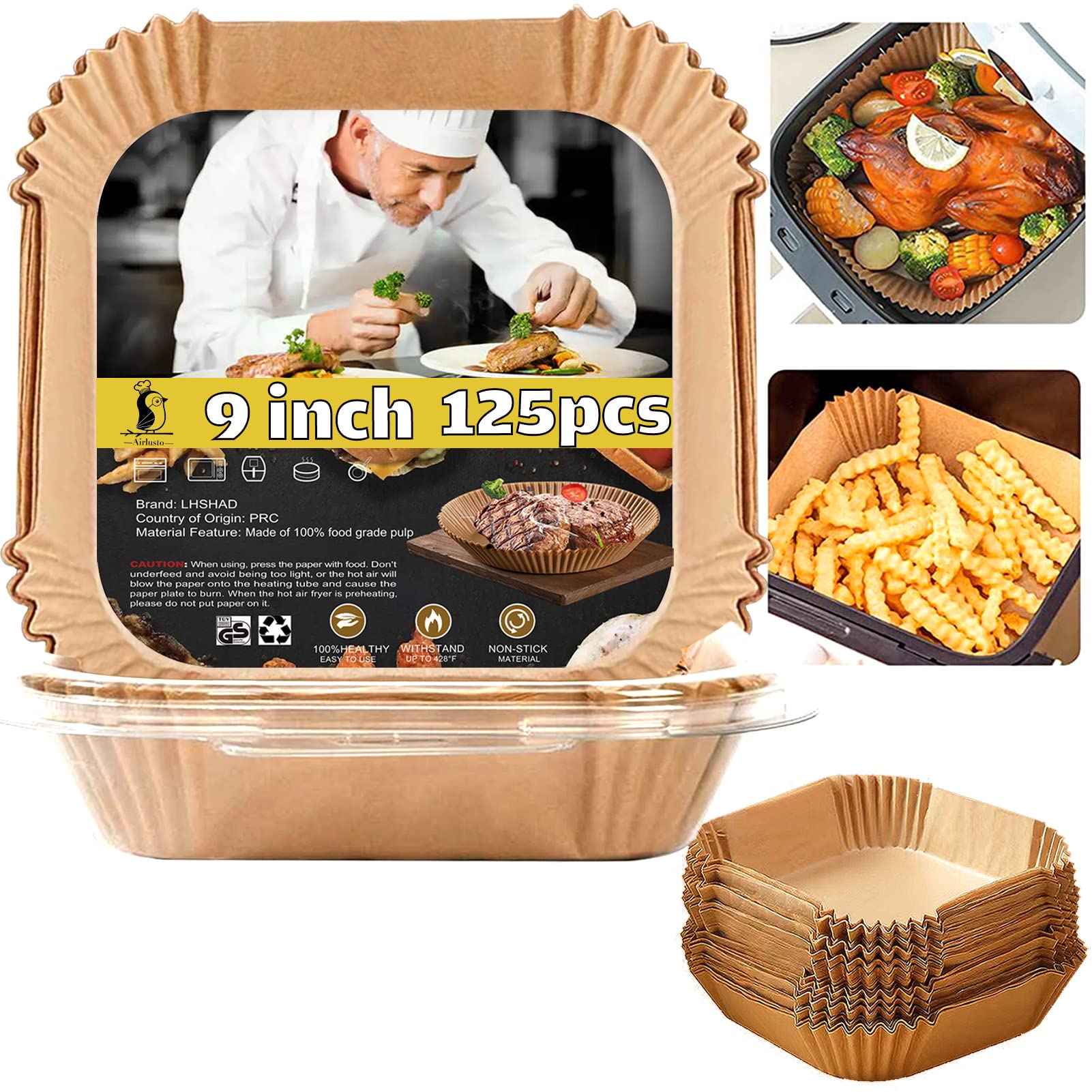 4 qt Air Fryer Liners, Chefman Air Fryer Liners, Disposable 4qt Air Fryer Liner for Chefman TurboX 4-in-1& 4.5 QT Cuisinart Airfryer, Non-stick Parchment Paper for Frying, Baking- Unbleached(120Pcs)